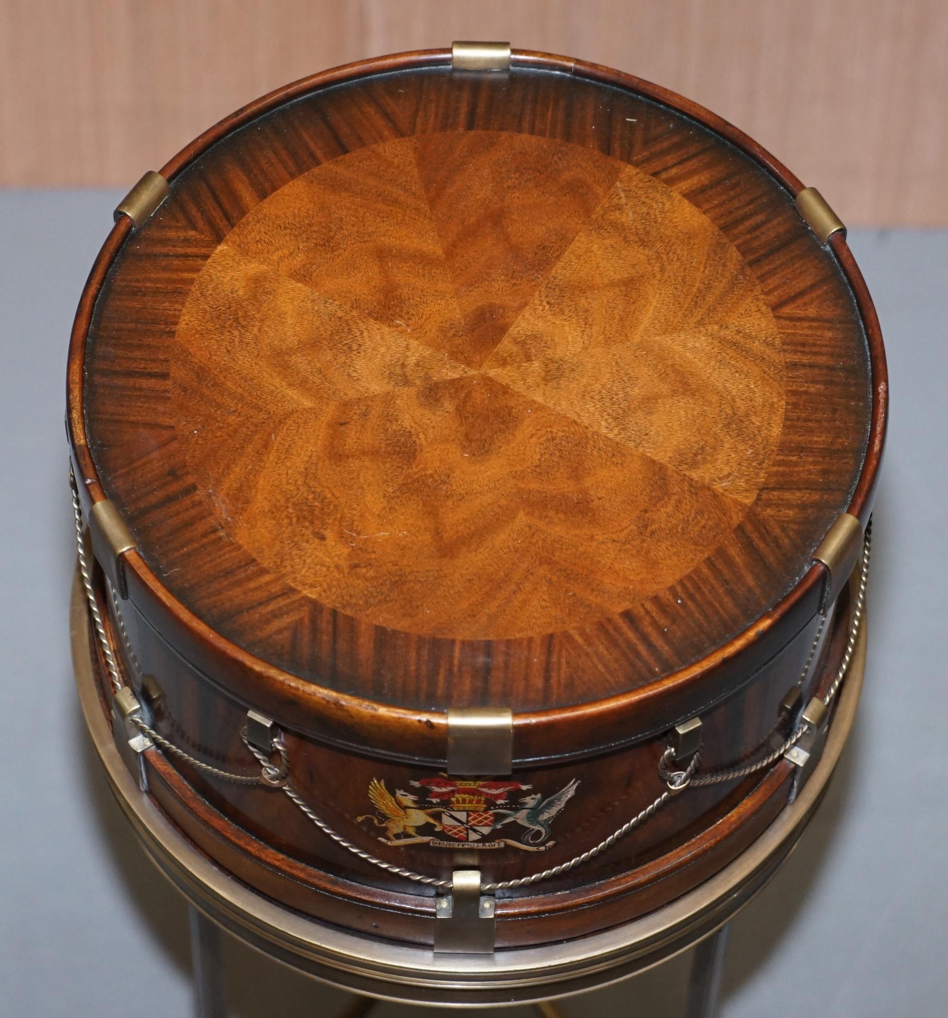 Stunning Little Side Table with Hand Painted Armorial Crests in the Form of Drum 3
