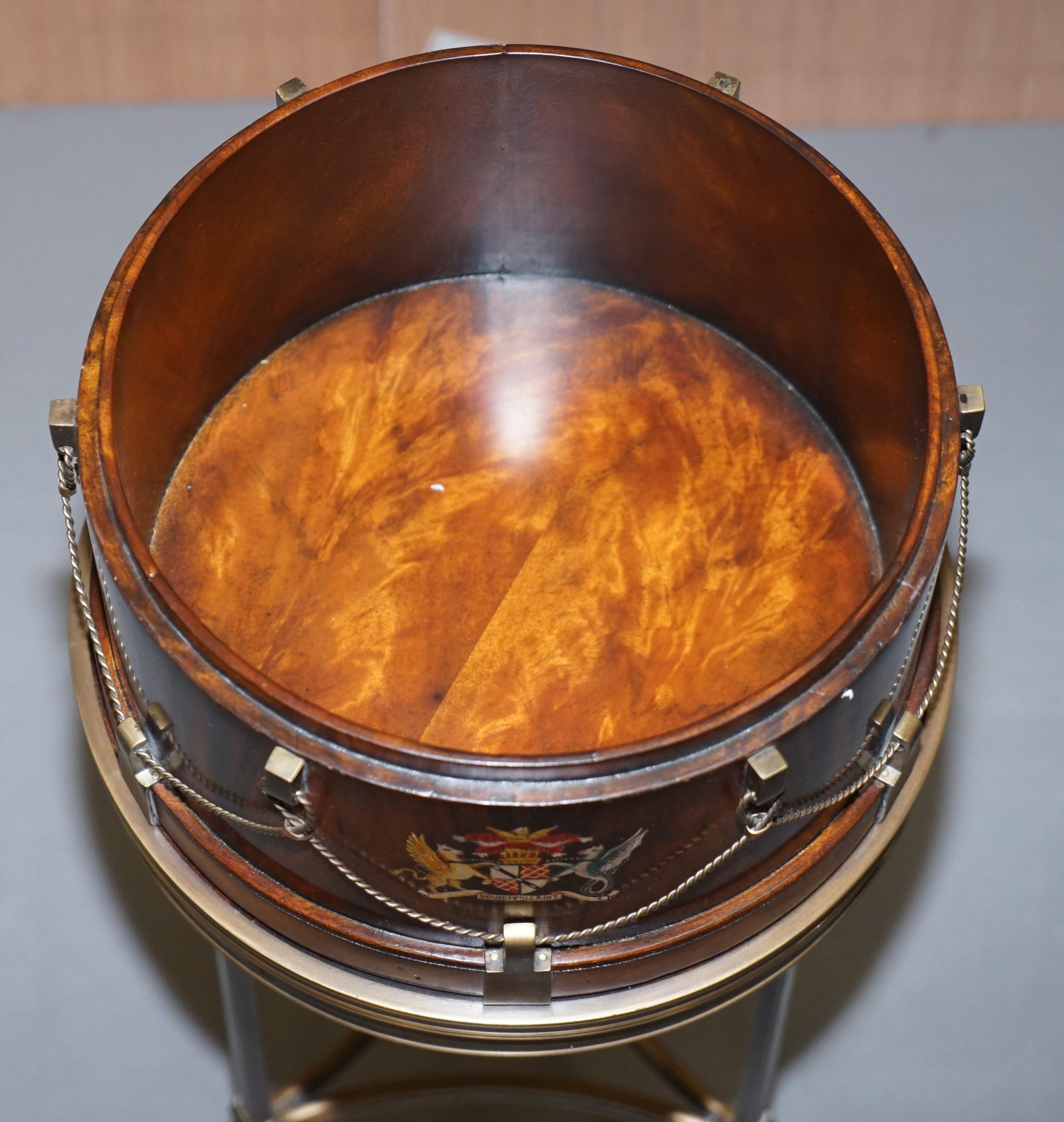 Stunning Little Side Table with Hand Painted Armorial Crests in the Form of Drum 3