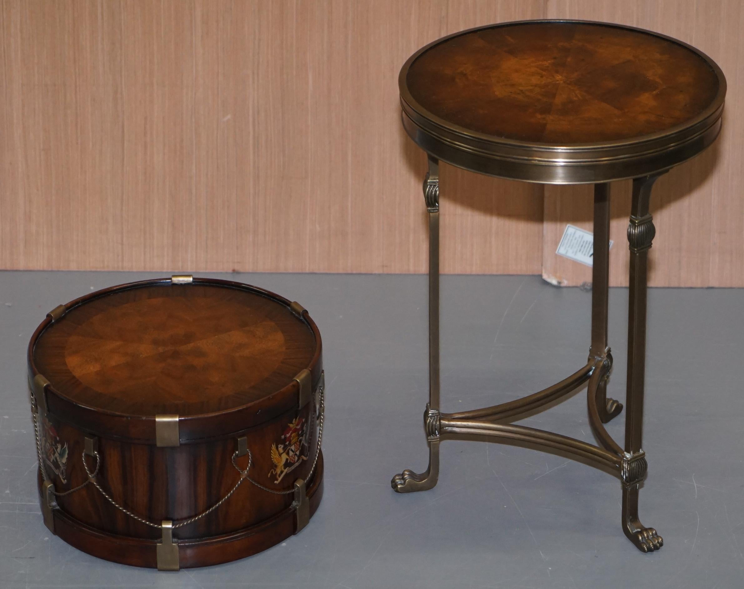 Stunning Little Side Table with Hand Painted Armorial Crests in the Form of Drum 4