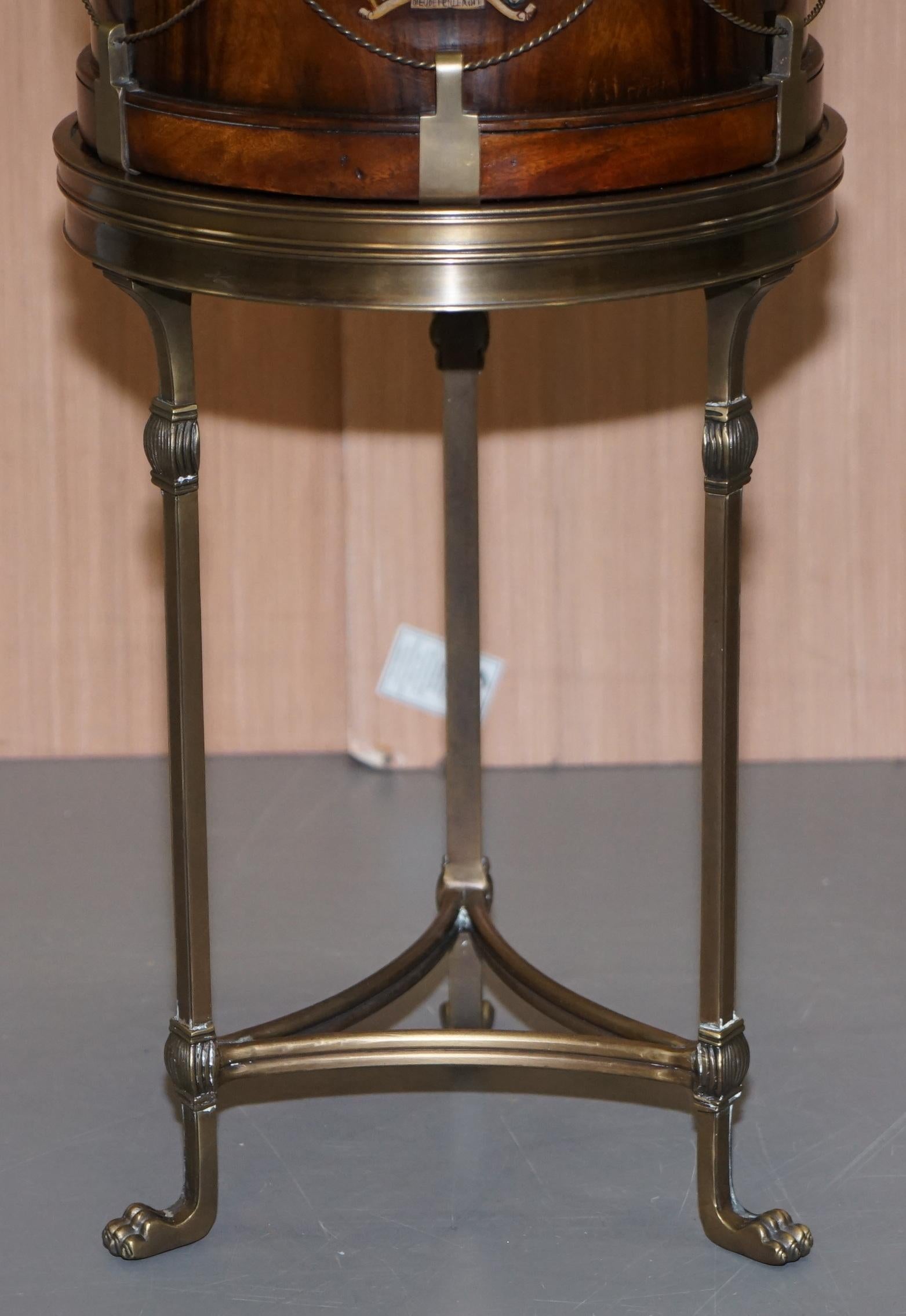 20th Century Stunning Little Side Table with Hand Painted Armorial Crests in the Form of Drum