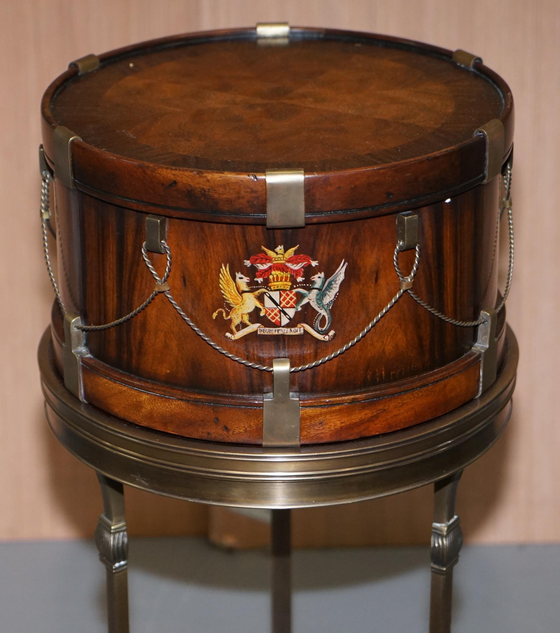 Stunning Little Side Table with Hand Painted Armorial Crests in the Form of Drum 2