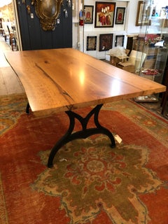 Stunning Live Edge Cherry Table with Industrial Iron Legs