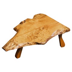 Stunning Live Edge Coffee Table in Solid Baltic Pine Europe 1960s