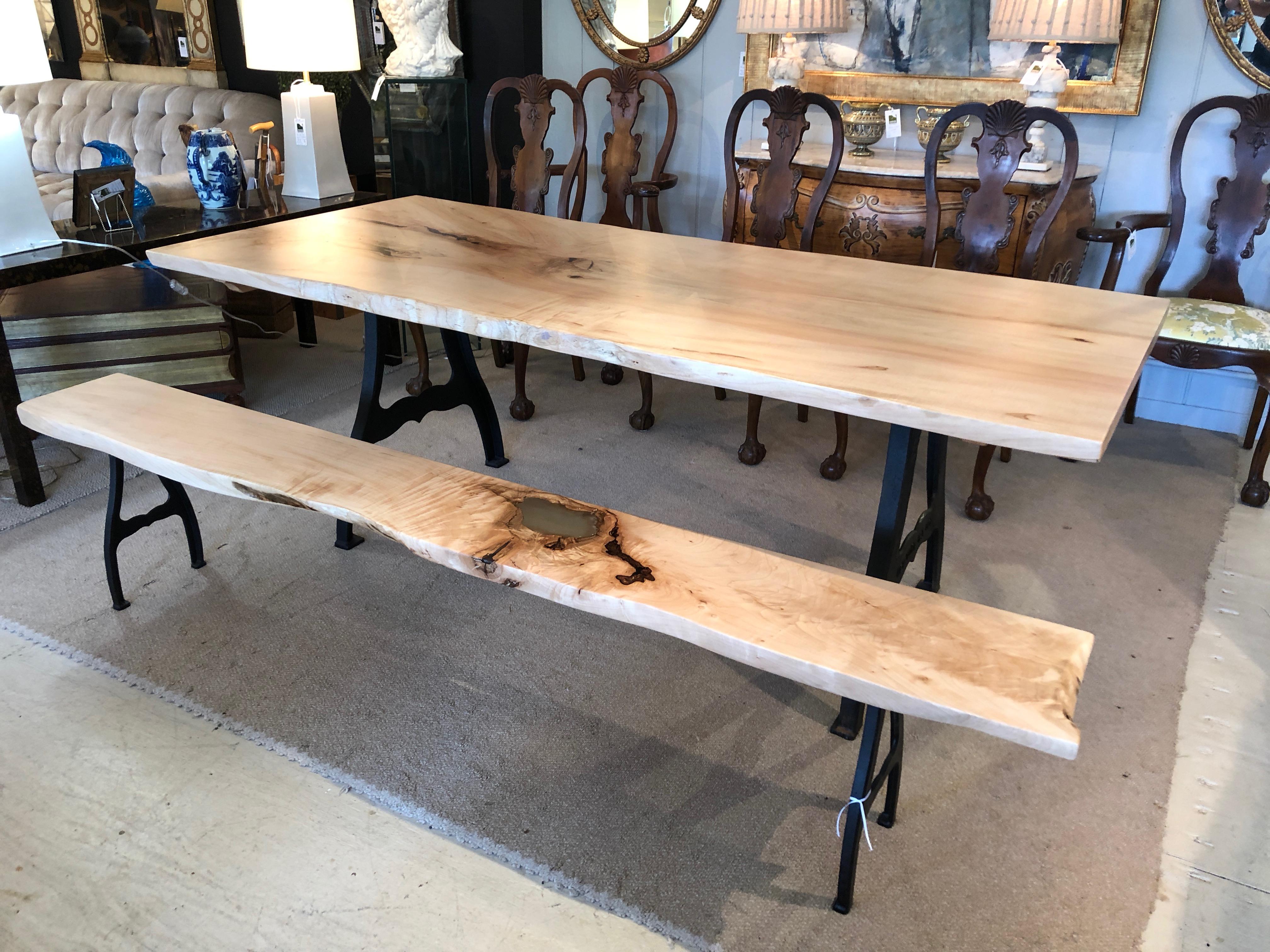 Stunning Live Edge Maple Bench with Industrial Legs 1