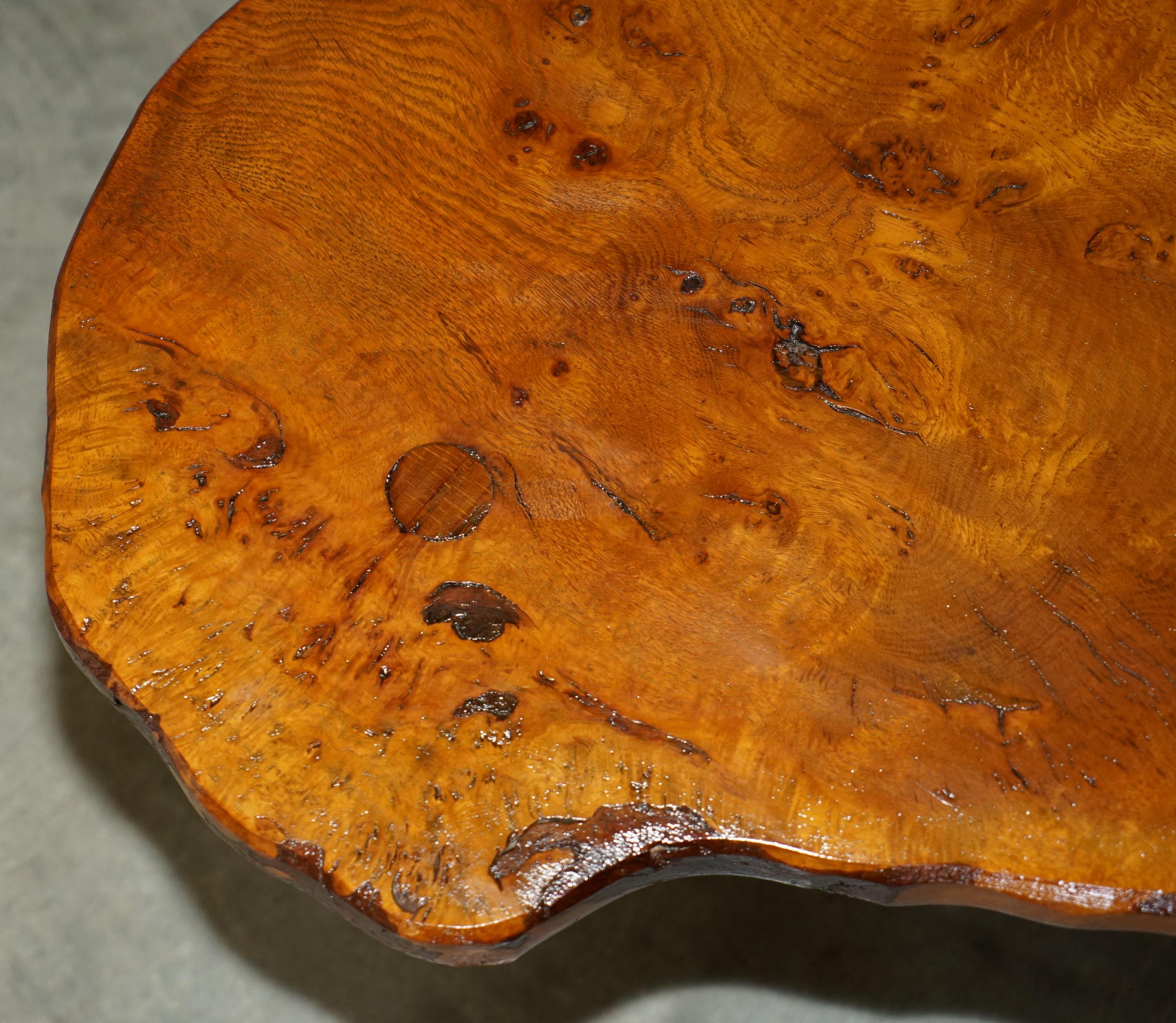 STUNNiNG LIVE EDGE SLAB COFFEE OR COCKTAIL TABLE IN BURR PIPPY OAK For Sale 4