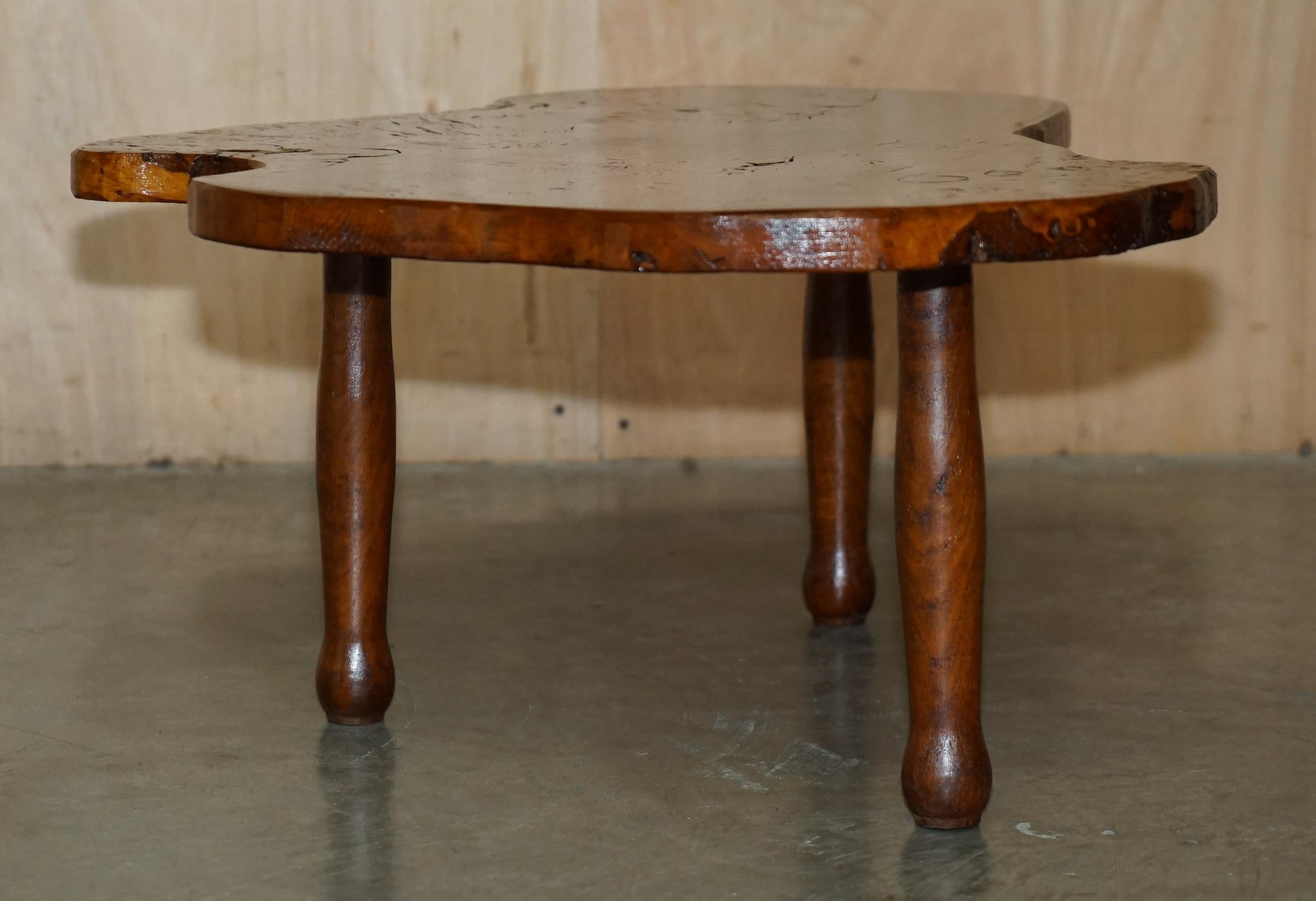 STUNNiNG LIVE EDGE SLAB COFFEE OR COCKTAIL TABLE IN BURR PIPPY OAK For Sale 7