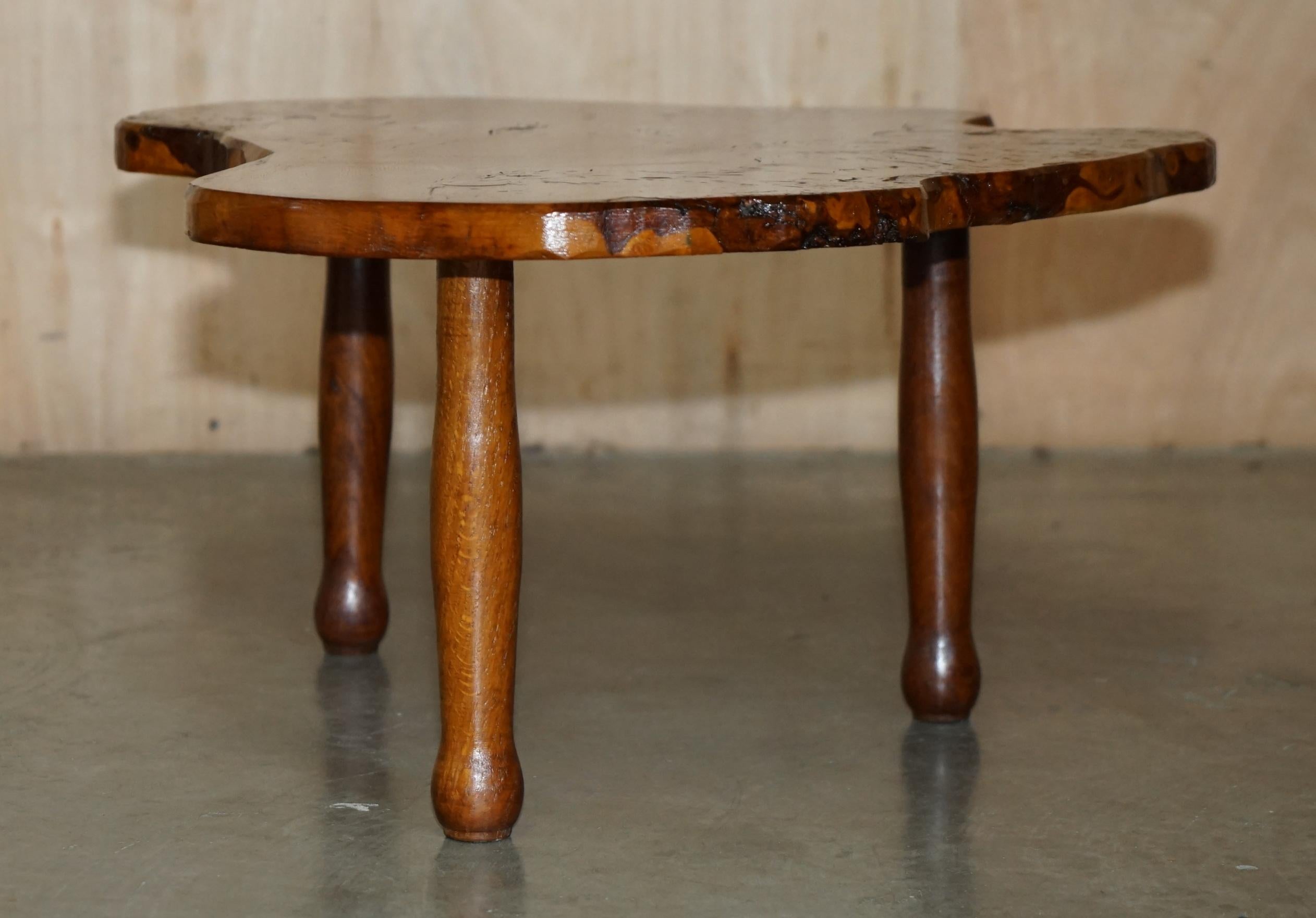 STUNNiNG LIVE EDGE SLAB COFFEE OR COCKTAIL TABLE IN BURR PIPPY OAK For Sale 10