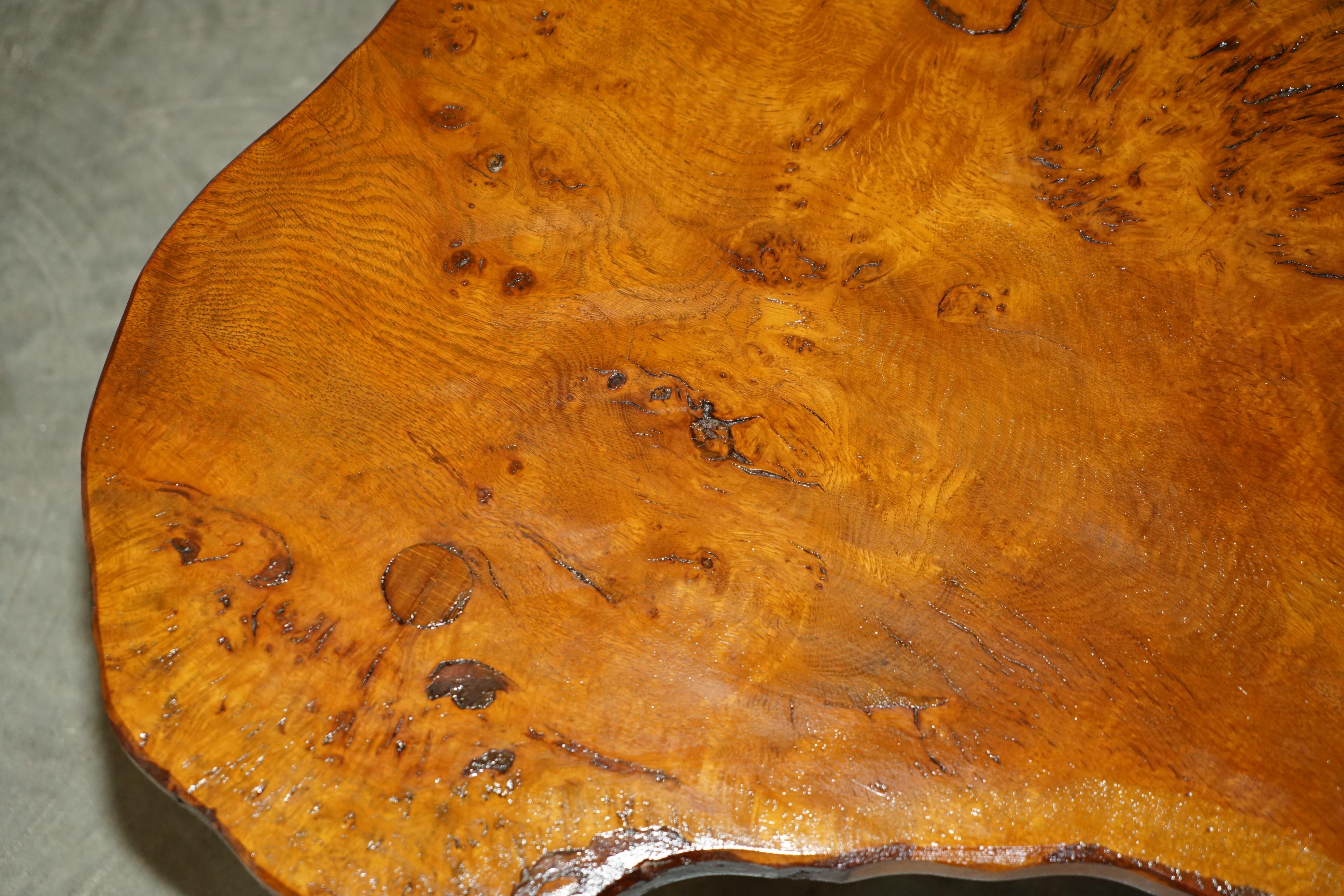 STUNNiNG LIVE EDGE SLAB COFFEE OR COCKTAIL TABLE IN BURR PIPPY OAK For Sale 1