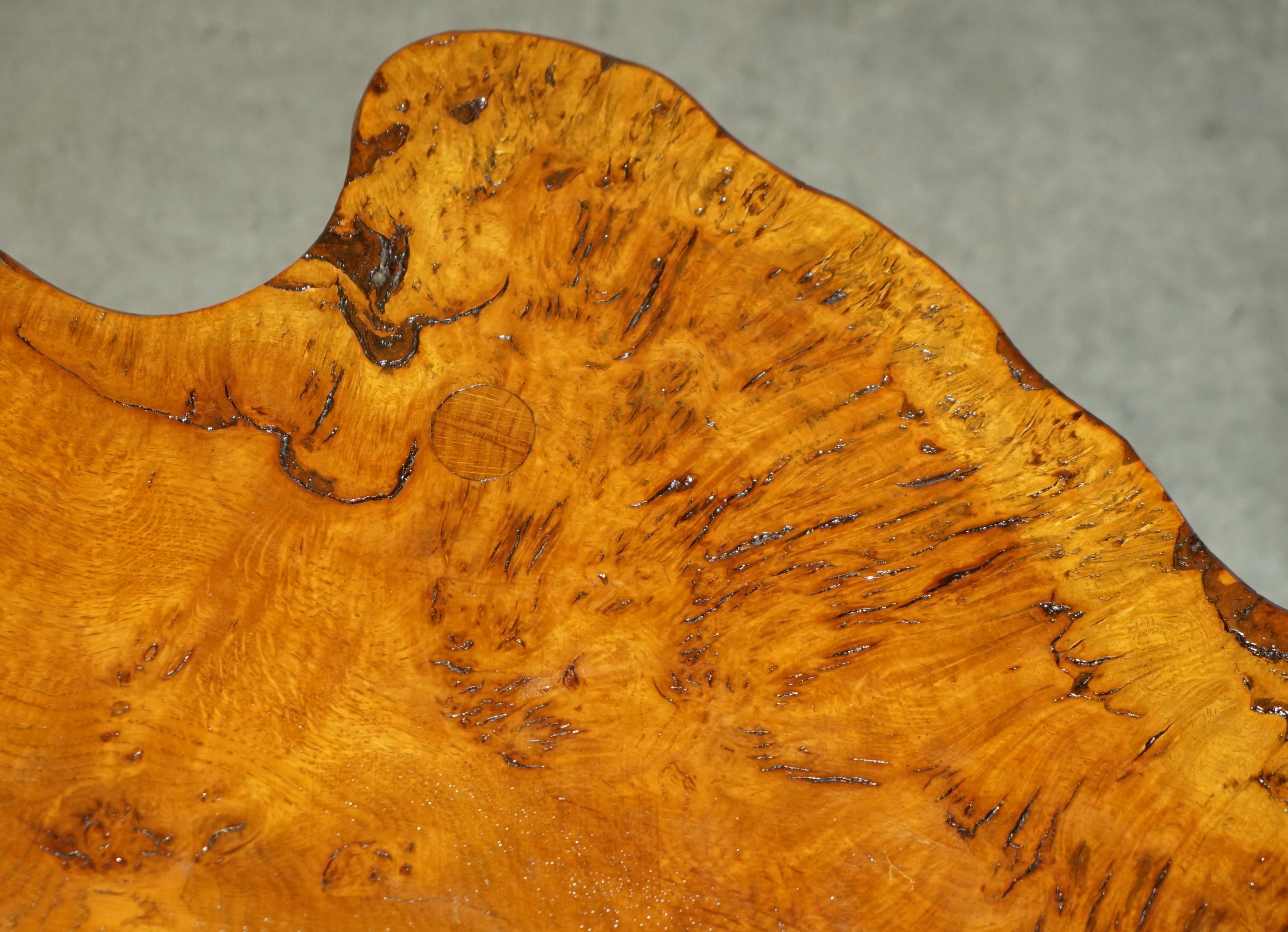 STUNNiNG LIVE EDGE SLAB COFFEE OR COCKTAIL TABLE IN BURR PIPPY OAK For Sale 1