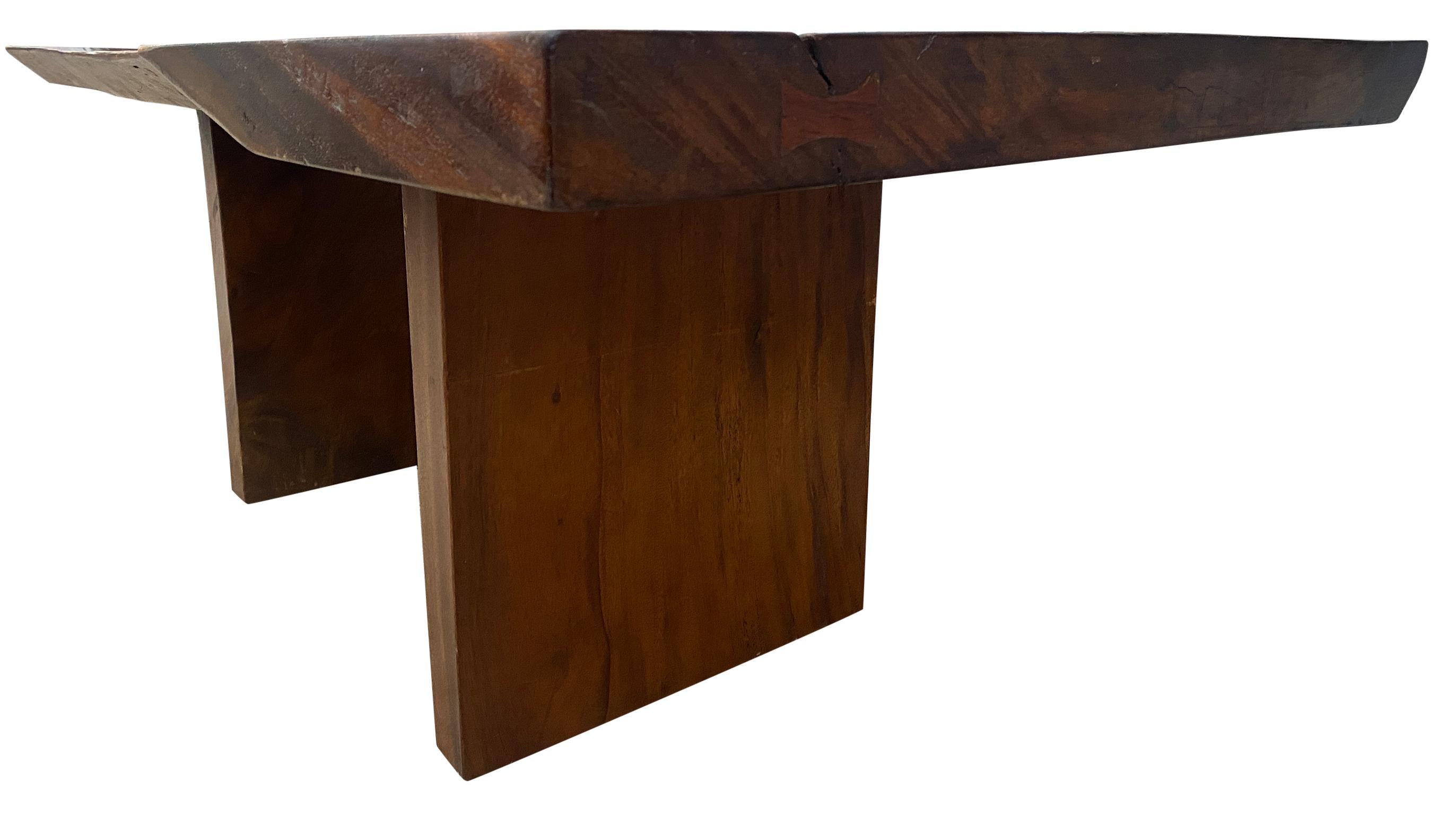 Stunning 7' Live Edge Walnut Slab Dining Table the Style of Nakashima For Sale 5