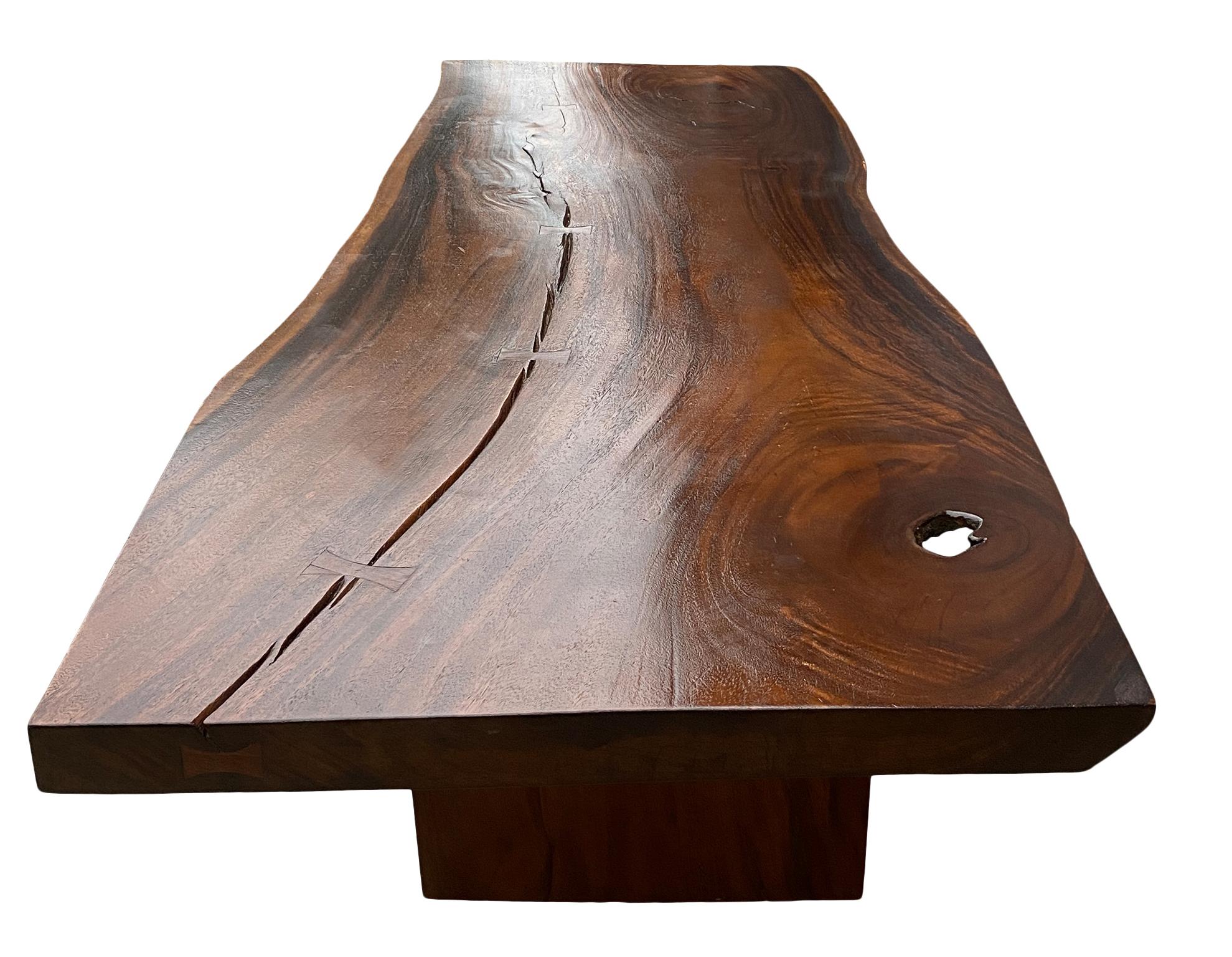 American Stunning 7' Live Edge Walnut Slab Dining Table the Style of Nakashima For Sale