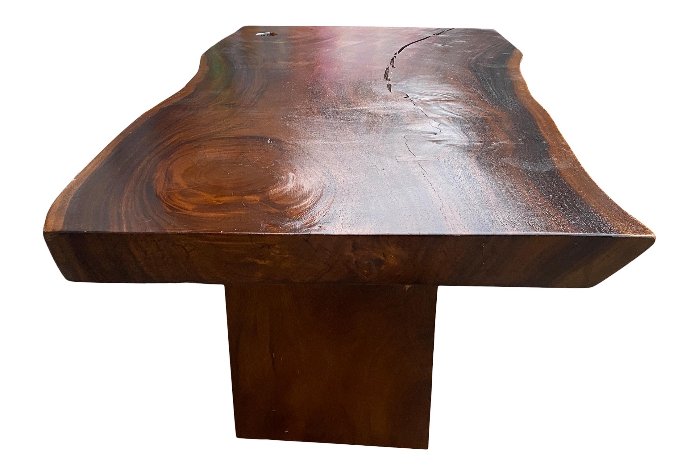 Stunning 7' Live Edge Walnut Slab Dining Table the Style of Nakashima For Sale 2