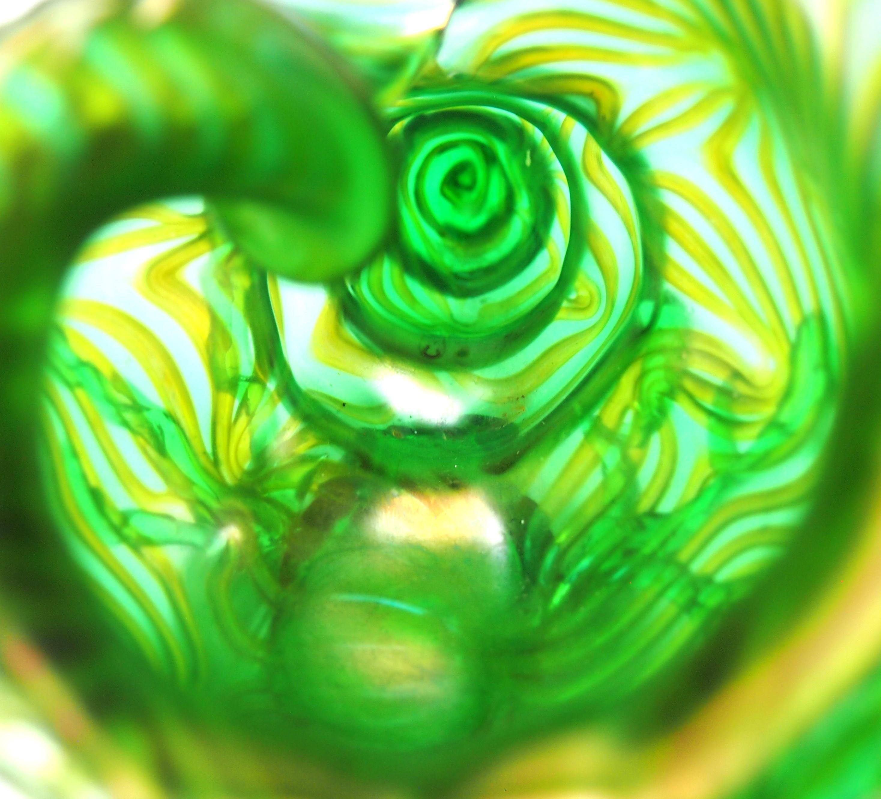 Art Nouveau Stunning Loetz Crete Formosa Glass Seashell Vase in green and blue1902