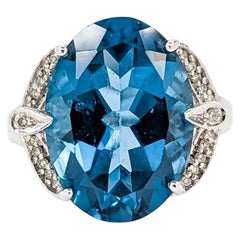 Stunning London Blue Topaz & Diamond Cocktail Ring in White Gold