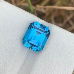 Stunning Loose Electric Blue Topaz Ring Gemstone Emerald Shape