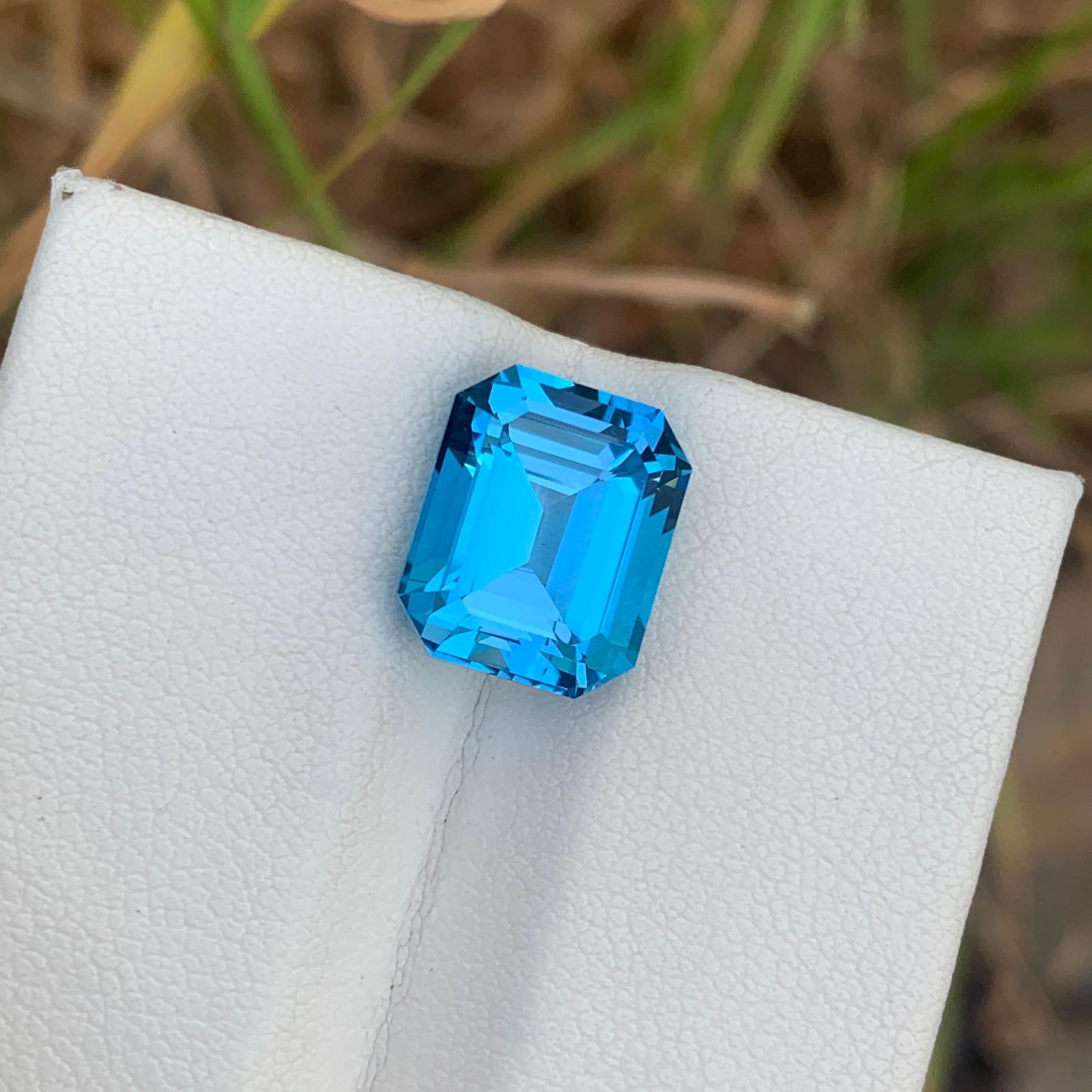 Emerald Cut Stunning Loose Electric Blue Topaz Ring Gemstone Emerald Shape For Sale