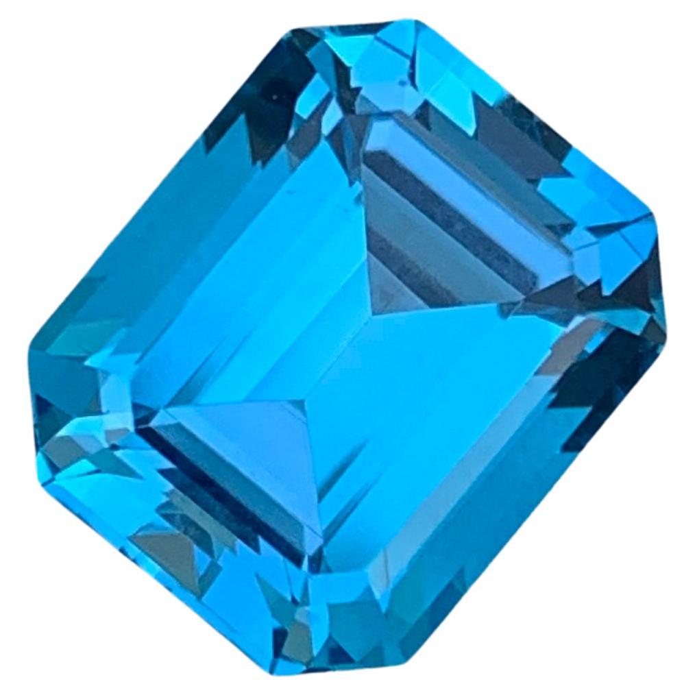 Stunning Loose Electric Blue Topaz Ring Gemstone Emerald Shape