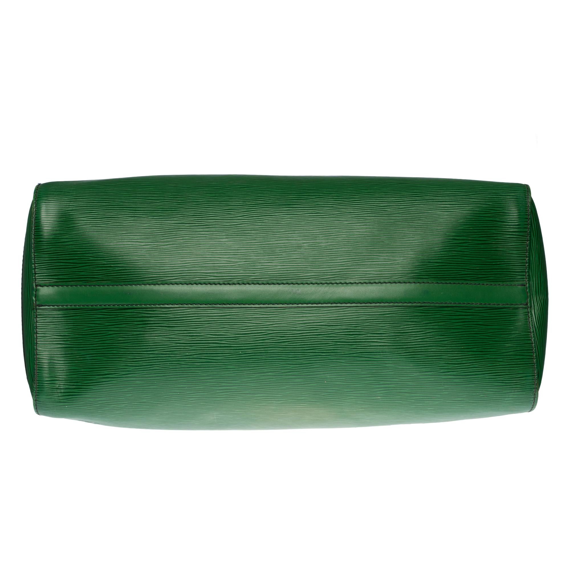 Stunning Louis Vuitton Speedy 40 handbag in green épi leather 4