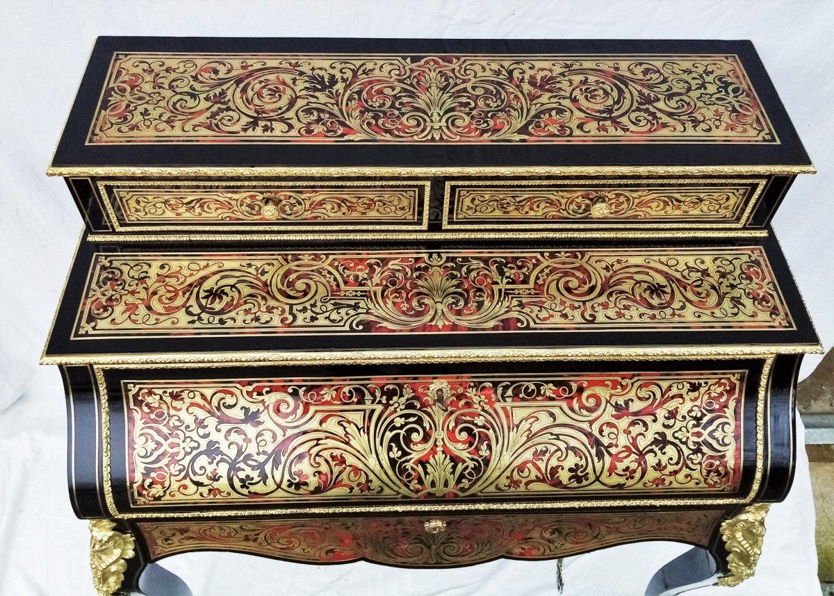 Stunning Louis XV Boulle Marquetry Secretary Desk Cabinet France, 19th Century 5