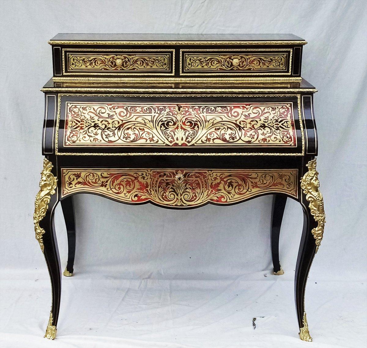 Stunning Louis XV Boulle Marquetry Secretary Desk Cabinet France, 19th Century 6