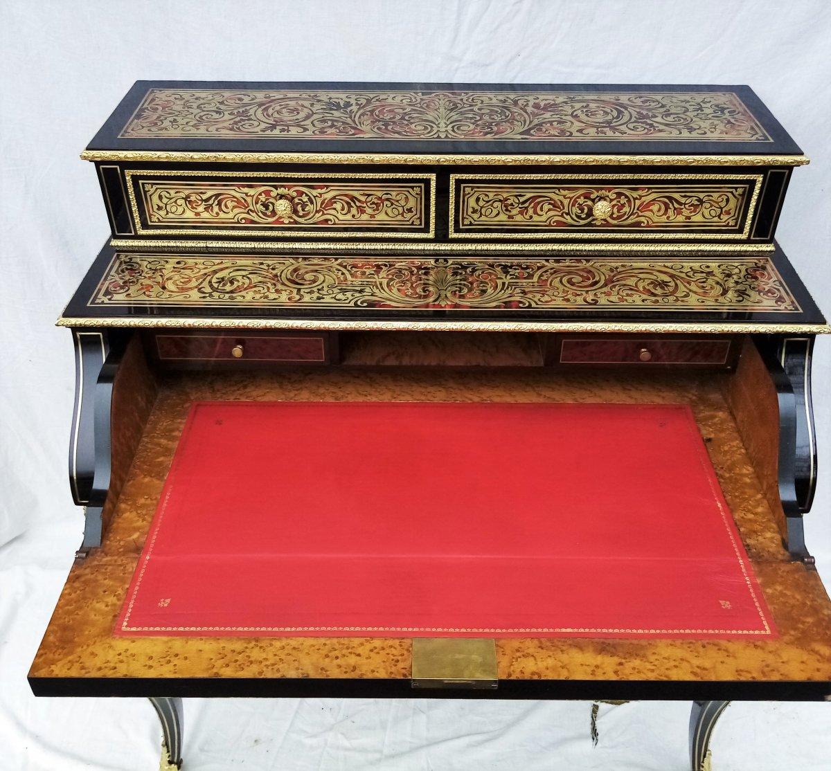 Gilt Stunning Louis XV Boulle Marquetry Secretary Desk Cabinet France, 19th Century