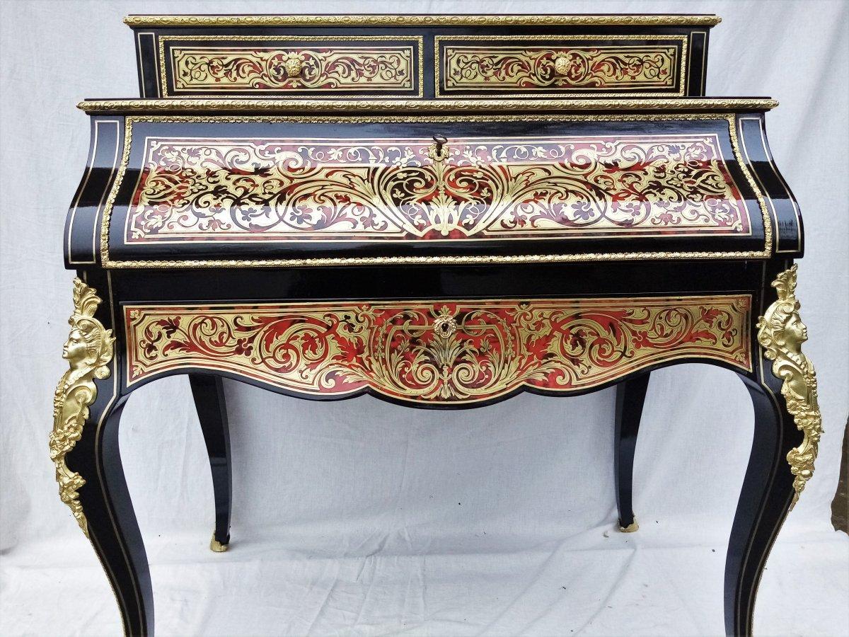 Stunning Louis XV Boulle Marquetry Secretary Desk Cabinet France, 19th Century 1