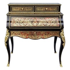 Antique Stunning Louis XV Boulle Marquetry Secretary Desk Cabinet France, 19th Century