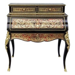 Superbe secrétaire-bureau Louis XV en marqueterie Boulle France:: 19ème siècle