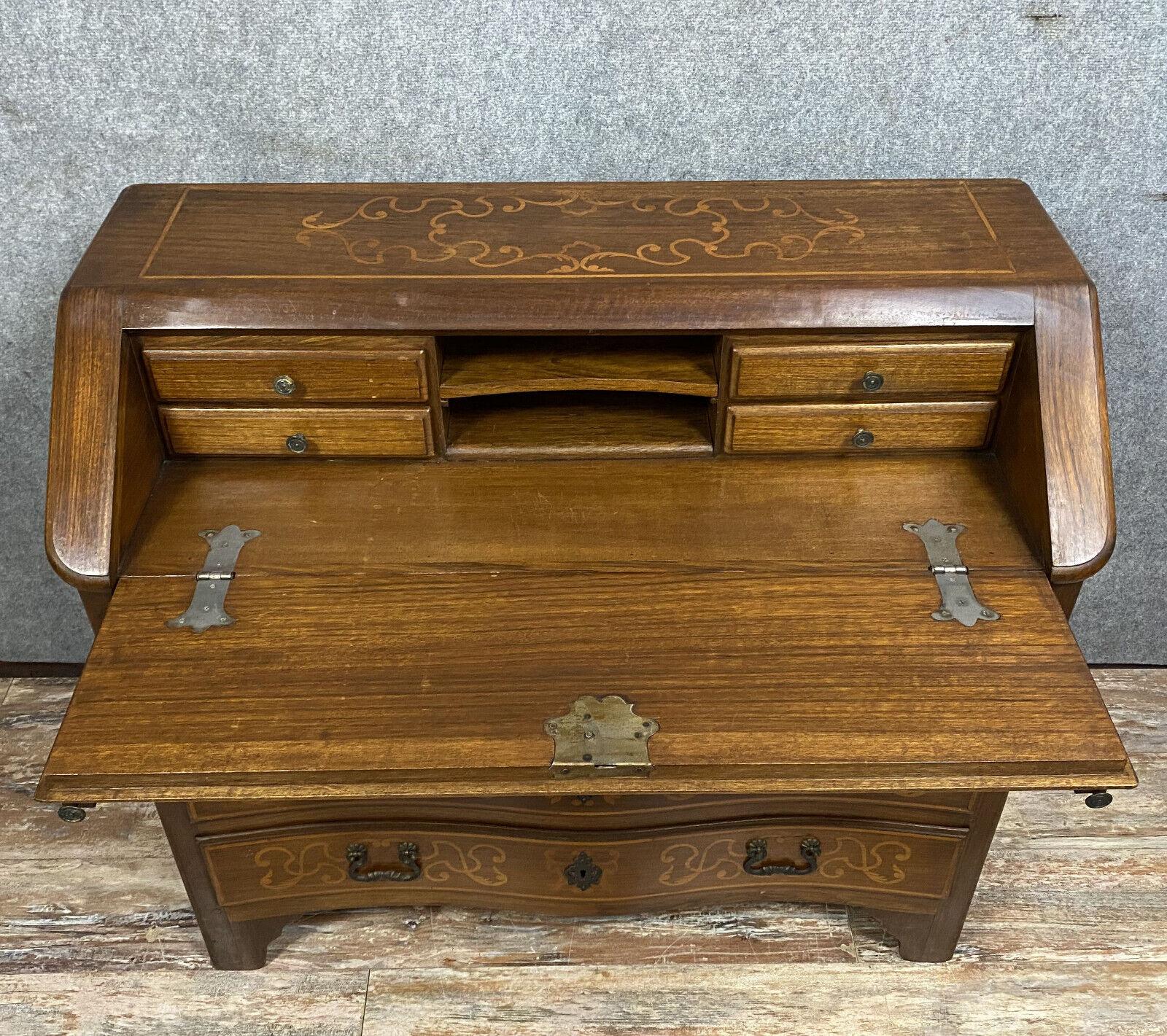 Early 20th Century Stunning Louis XV Marquetry Bureau Commode, circa 1900 -1X40 For Sale