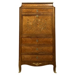 Antique Stunning Louis XV Marquetry Secretary, circa 1850 -1X22