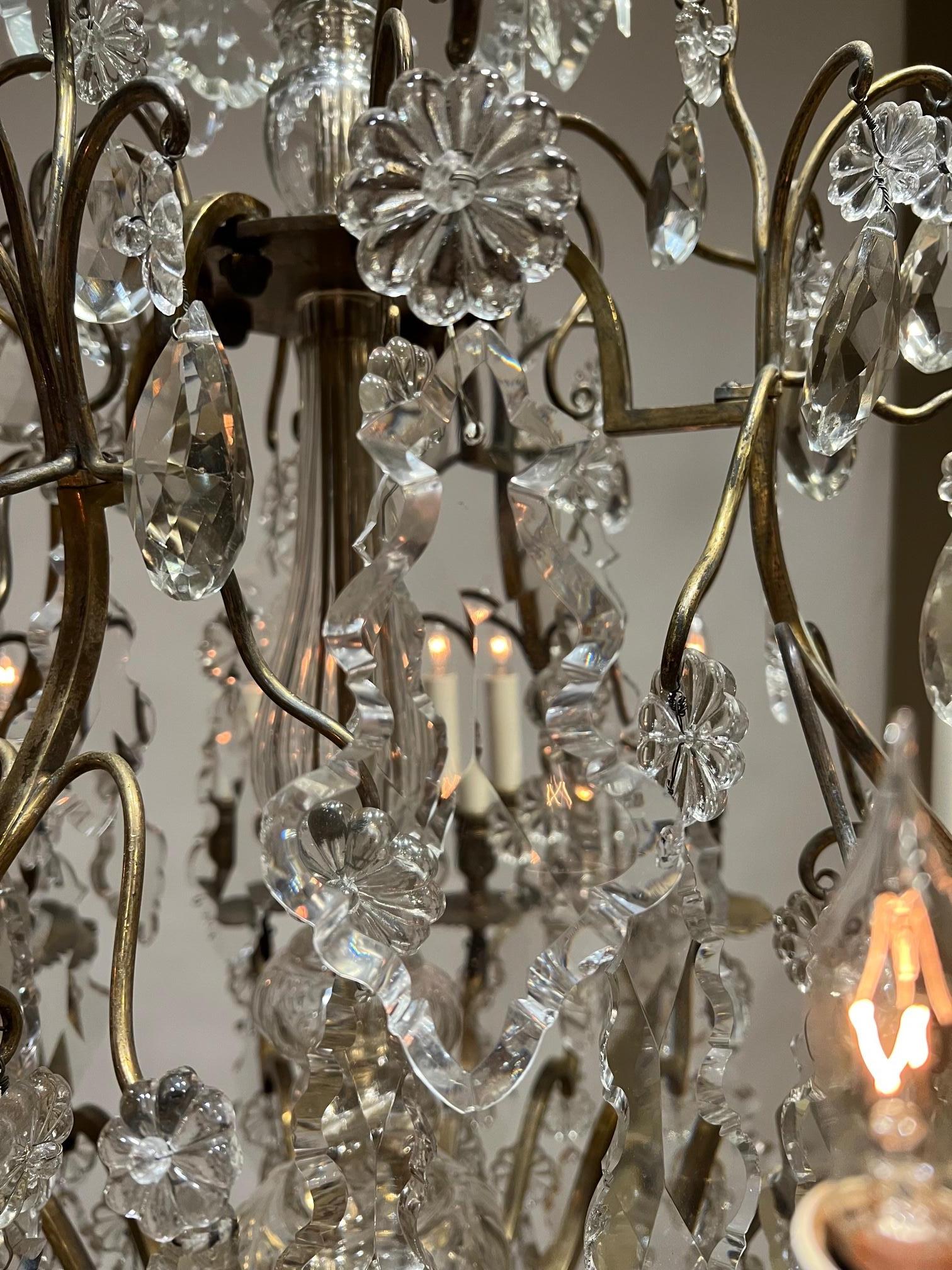 Stunning Louis XV Style 12-Light Bronze & Crystal Chandelier, France, Circa:1900 For Sale 2