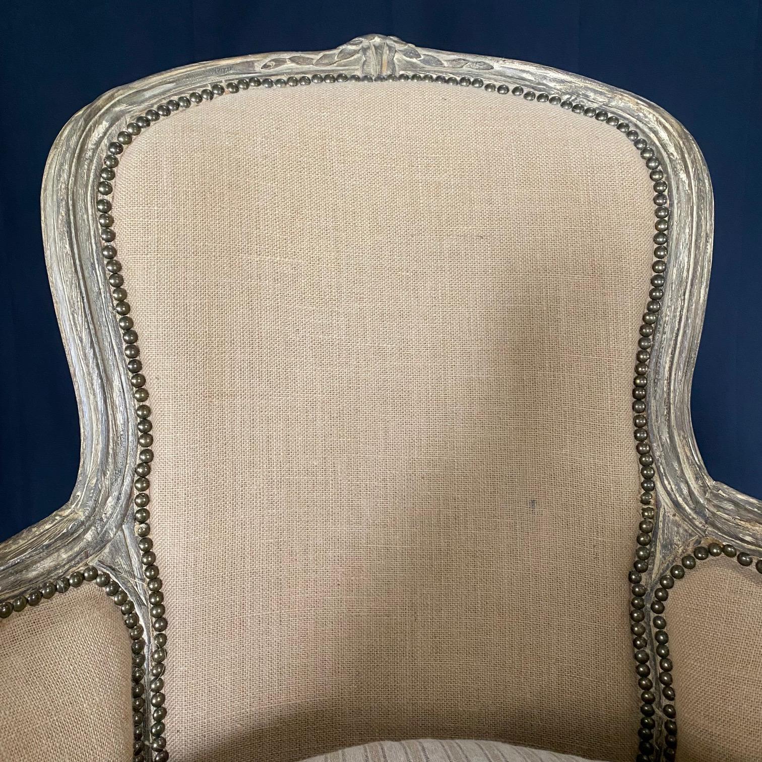 Stunning Louis XV Style Bergere Armchair with Neutral Contrasting Seat Cushion 3