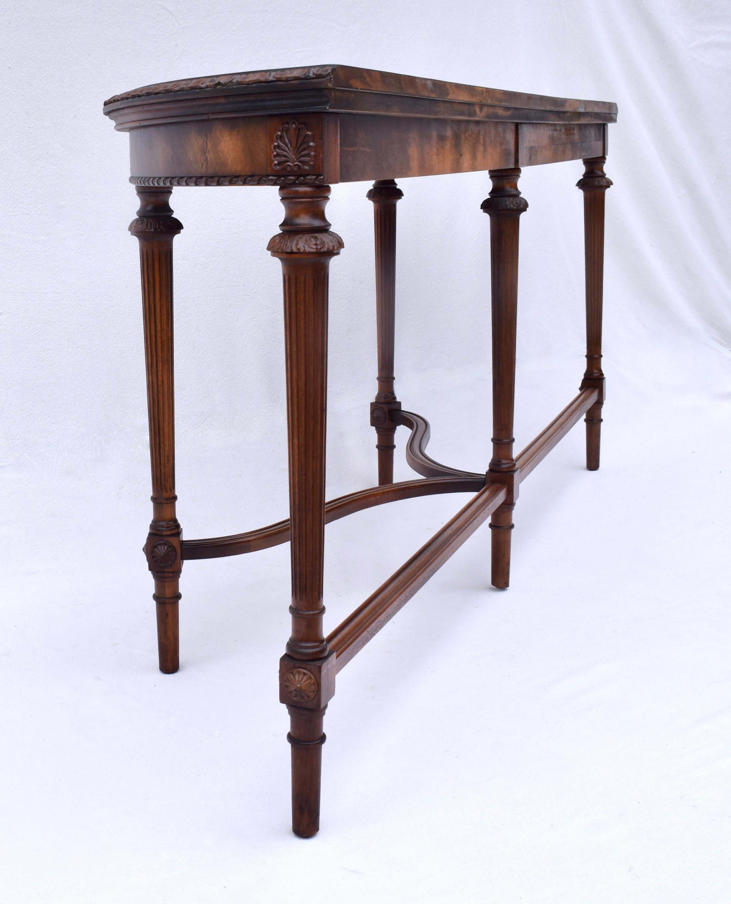 Stunning Louis XVI French Style Mahogany Demilune Console Table For Sale 6