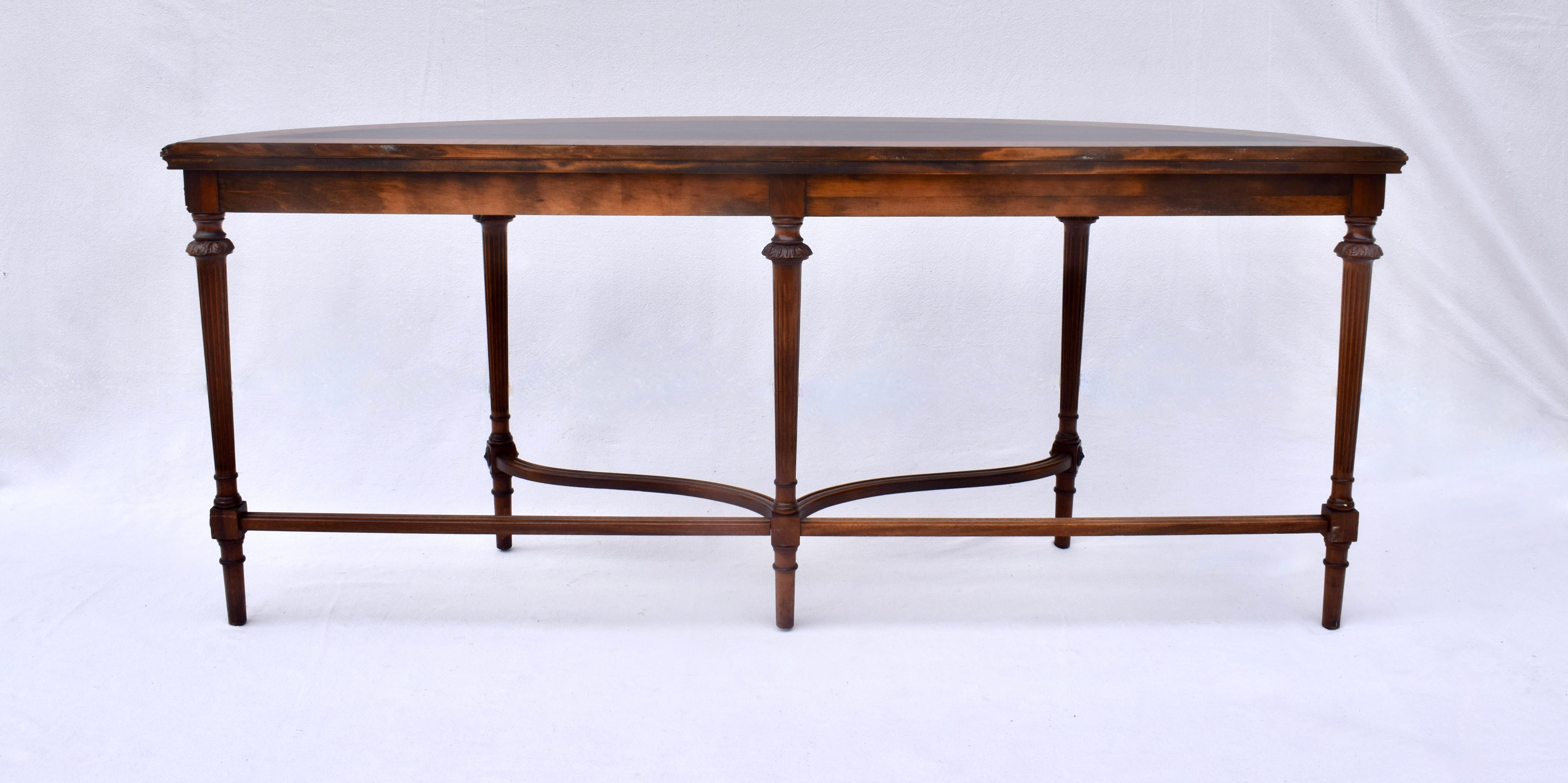 Stunning Louis XVI French Style Mahogany Demilune Console Table For Sale 7