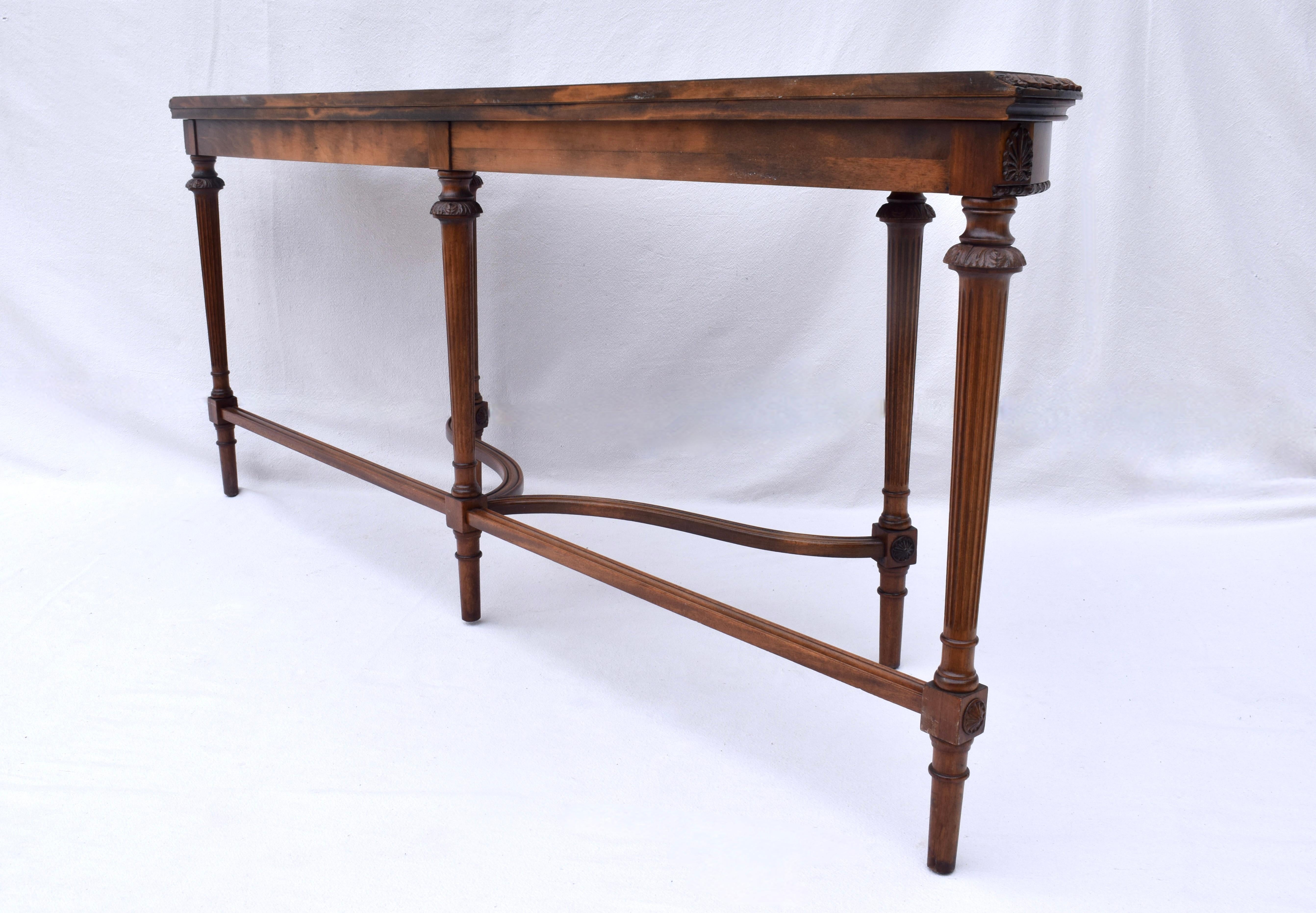 Louis XVI French Style Mahogany Demilune Console Table For Sale 8
