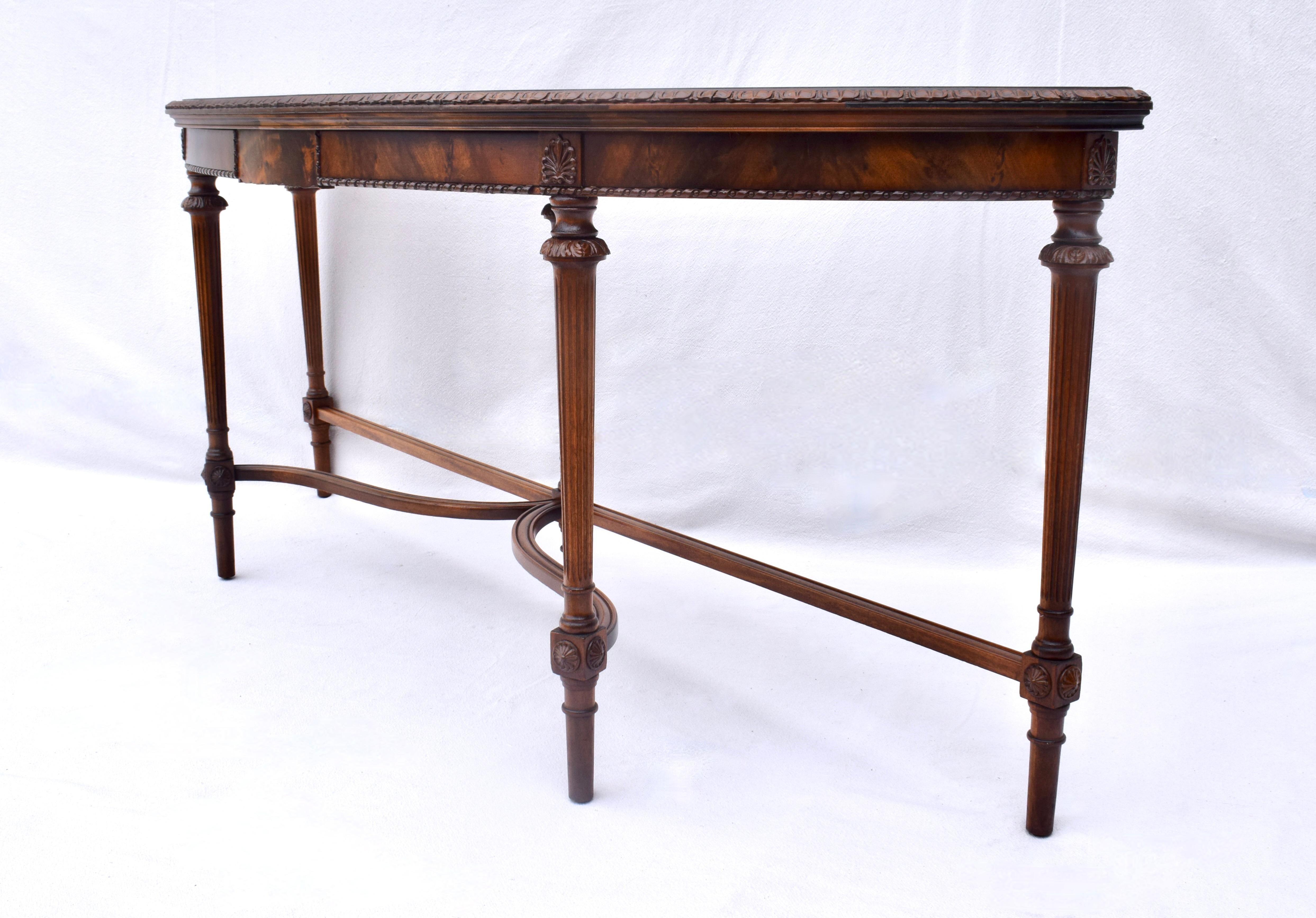 Louis XVI French Style Mahogany Demilune Console Table For Sale 9