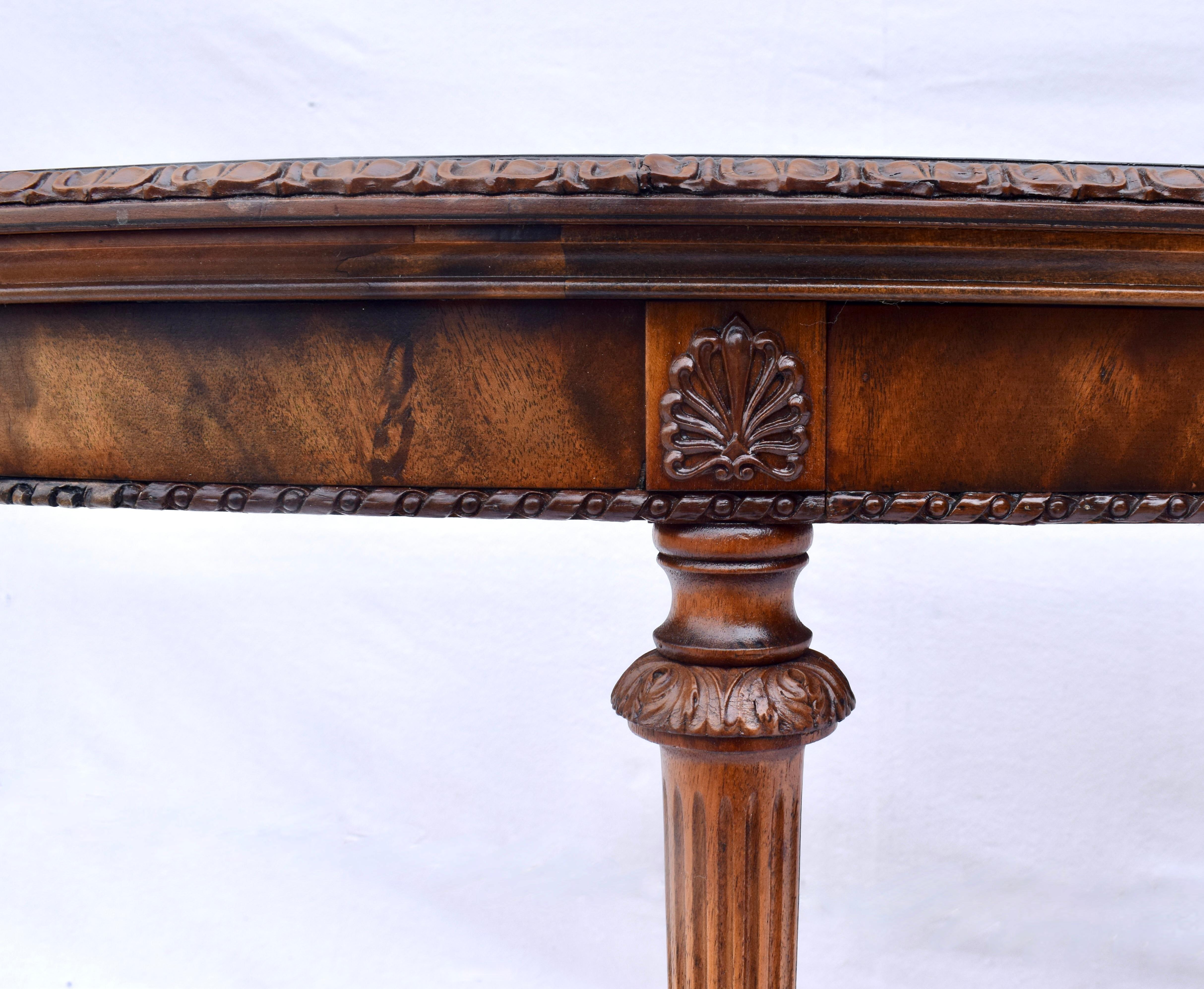 20th Century Louis XVI French Style Mahogany Demilune Console Table For Sale