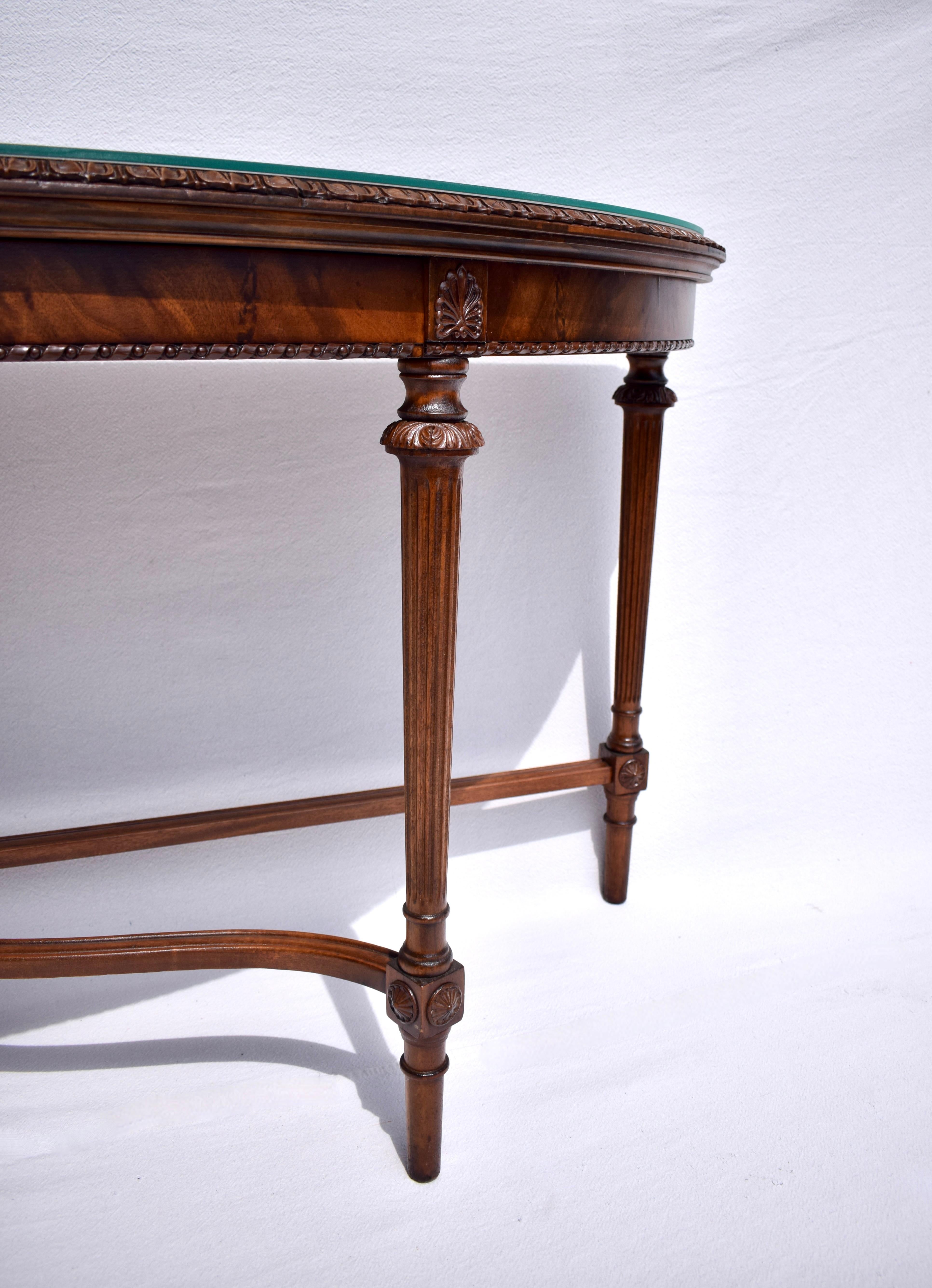 Stunning Louis XVI French Style Mahogany Demilune Console Table For Sale 3