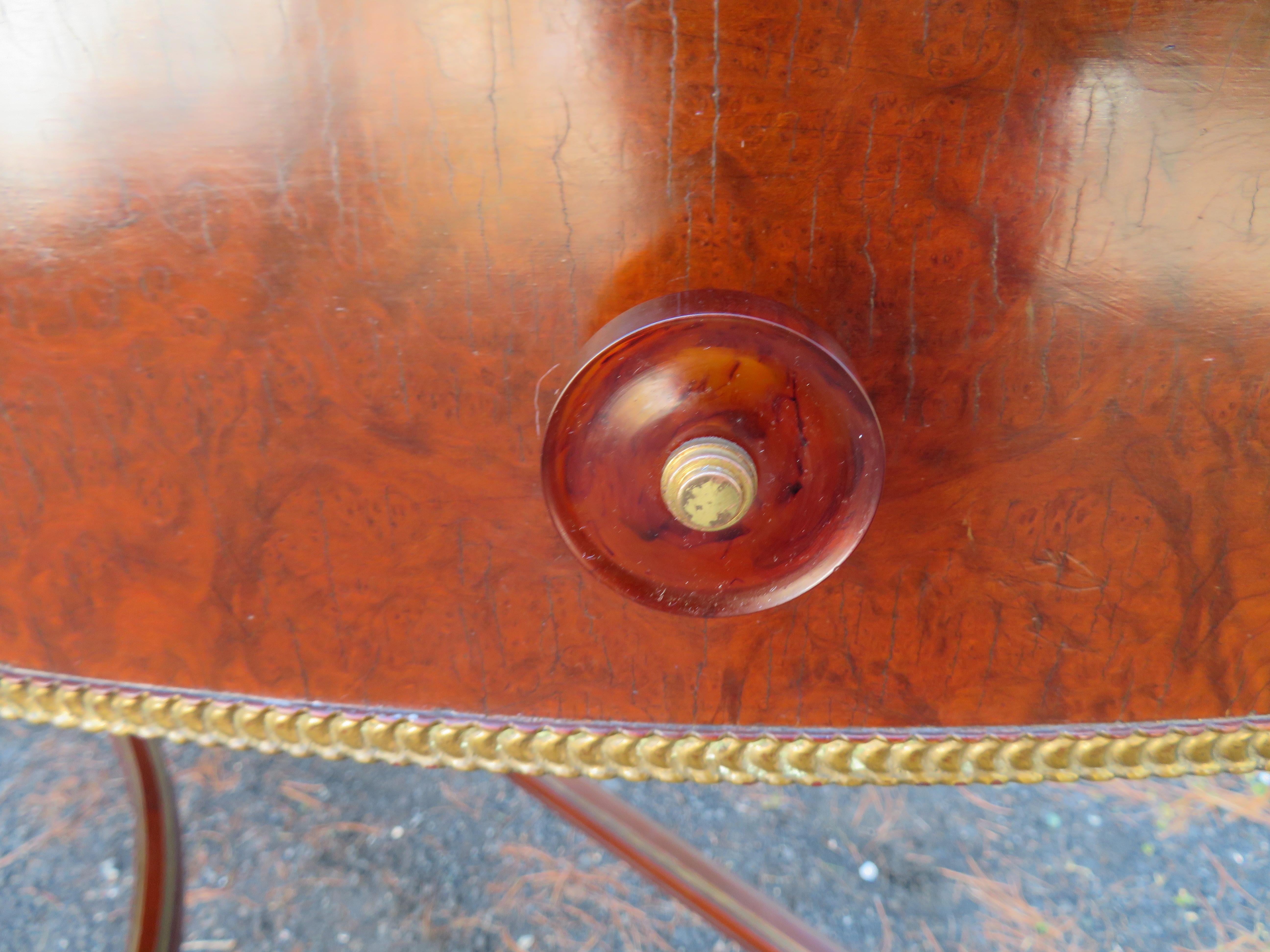 Brass Stunning Louis XVI Style French Mahogany Demilune Console Table For Sale