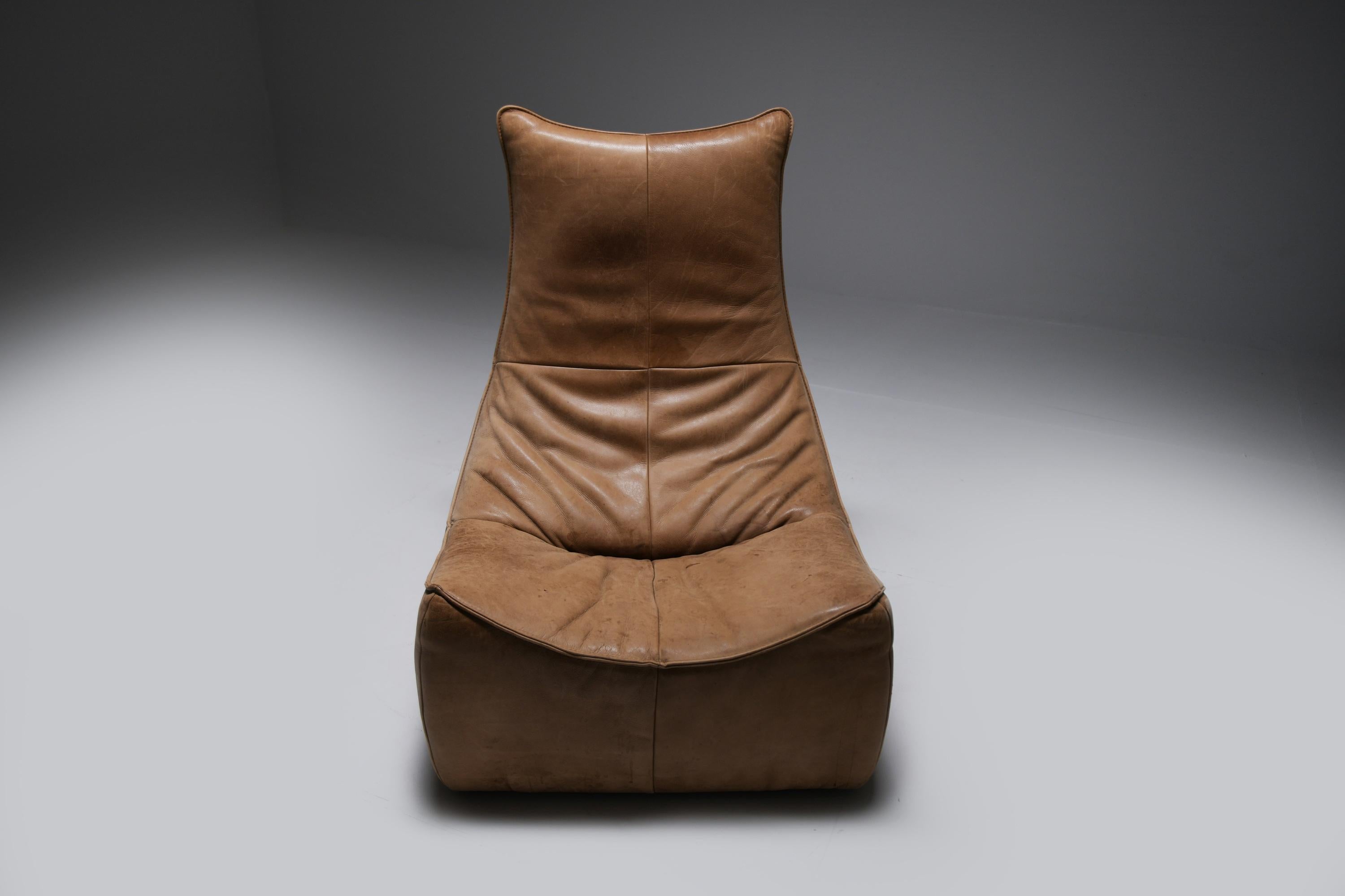  Superbe chaise longue The Rock en cuir brun par Gerard Van Den Berg - Montis en vente 2