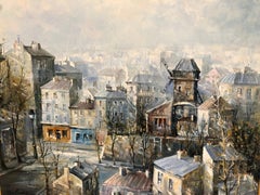 Impresionante cuadro original de Lucien Delarue titulado Le Moulin De La Galette