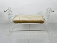 Stunning Lucite & Aluminum "Angel Wings" Bench, Usa 1970s