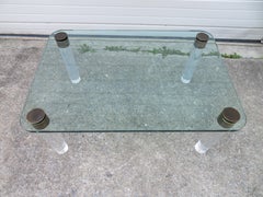 Stunning Lucite Bronze and Glass Cocktail Table, Leon Rosen for Pace