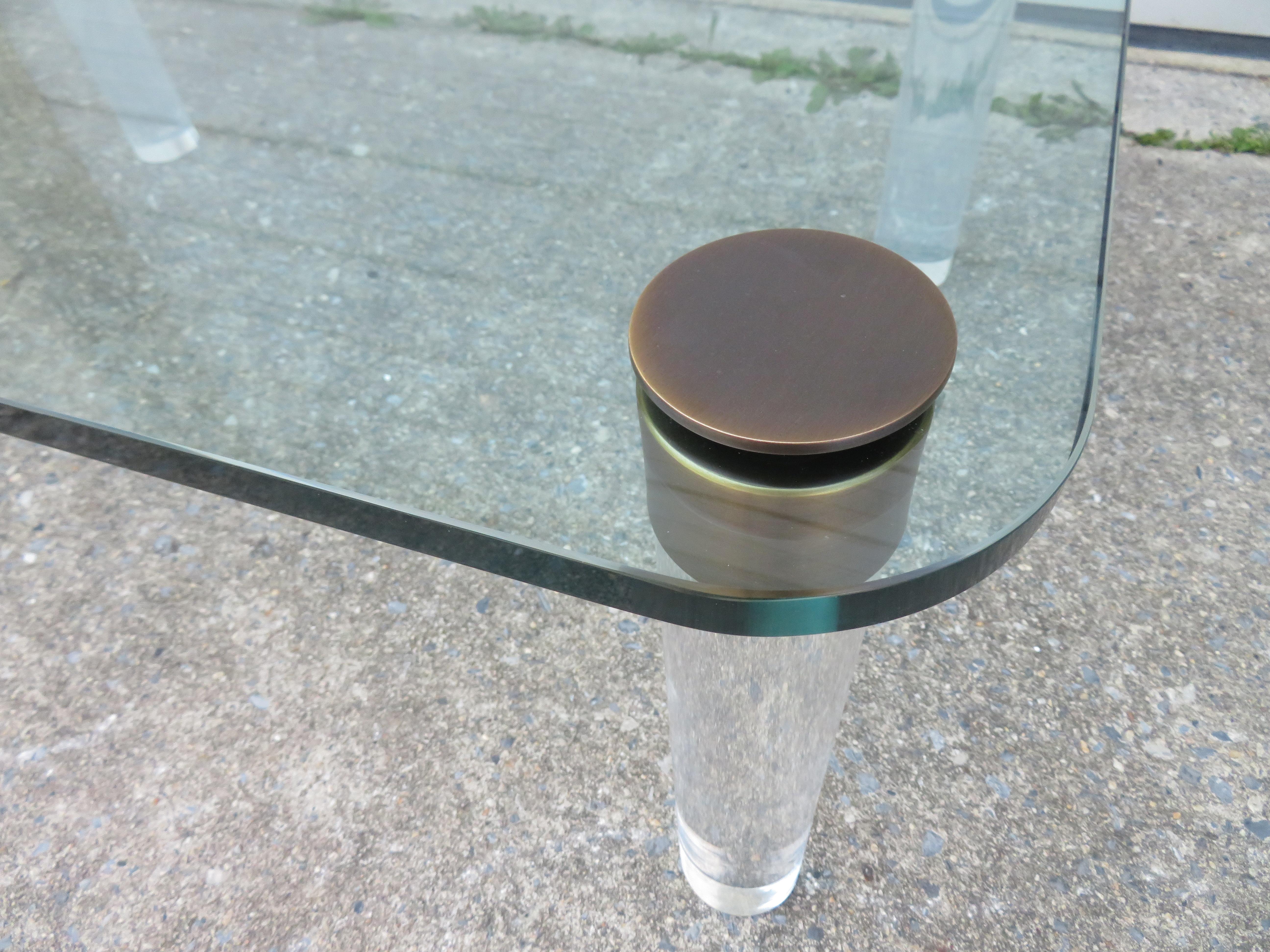 Stunning Lucite Bronze and Glass Cocktail Table, Leon Rosen for Pace For Sale 1
