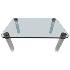 Stunning Lucite Bronze and Glass Cocktail Table, Leon Rosen for Pace