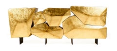 Stunning and Luxury Gilt Modern Contemporary Sideboard in Iron Wood & Gold Leaf