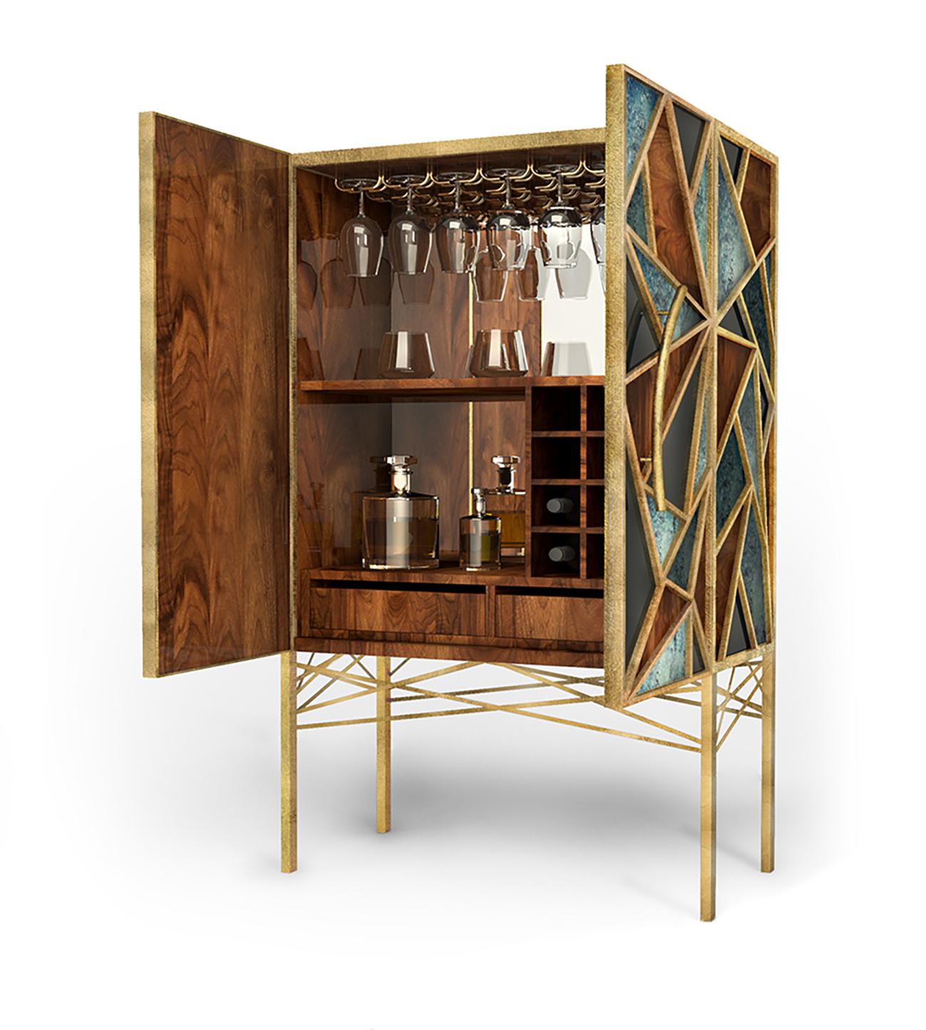 Superbe armoire de luxe Tiffany Art Déco Contemporary Modern Cabinet Sideboard Dry Bar en vente 3