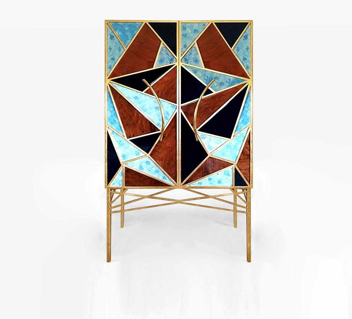 Miroir Superbe armoire de luxe Tiffany Art Déco Contemporary Modern Cabinet Sideboard Dry Bar en vente