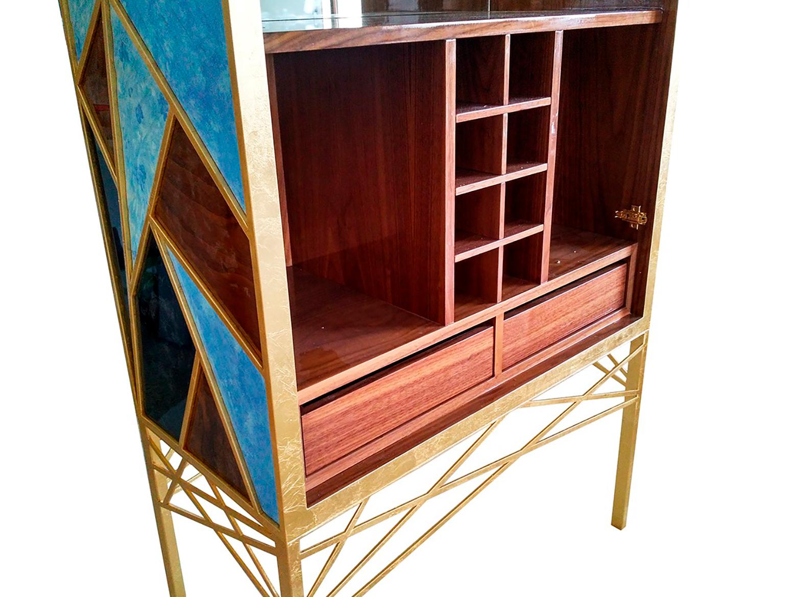 Superbe armoire de luxe Tiffany Art Déco Contemporary Modern Cabinet Sideboard Dry Bar en vente 1