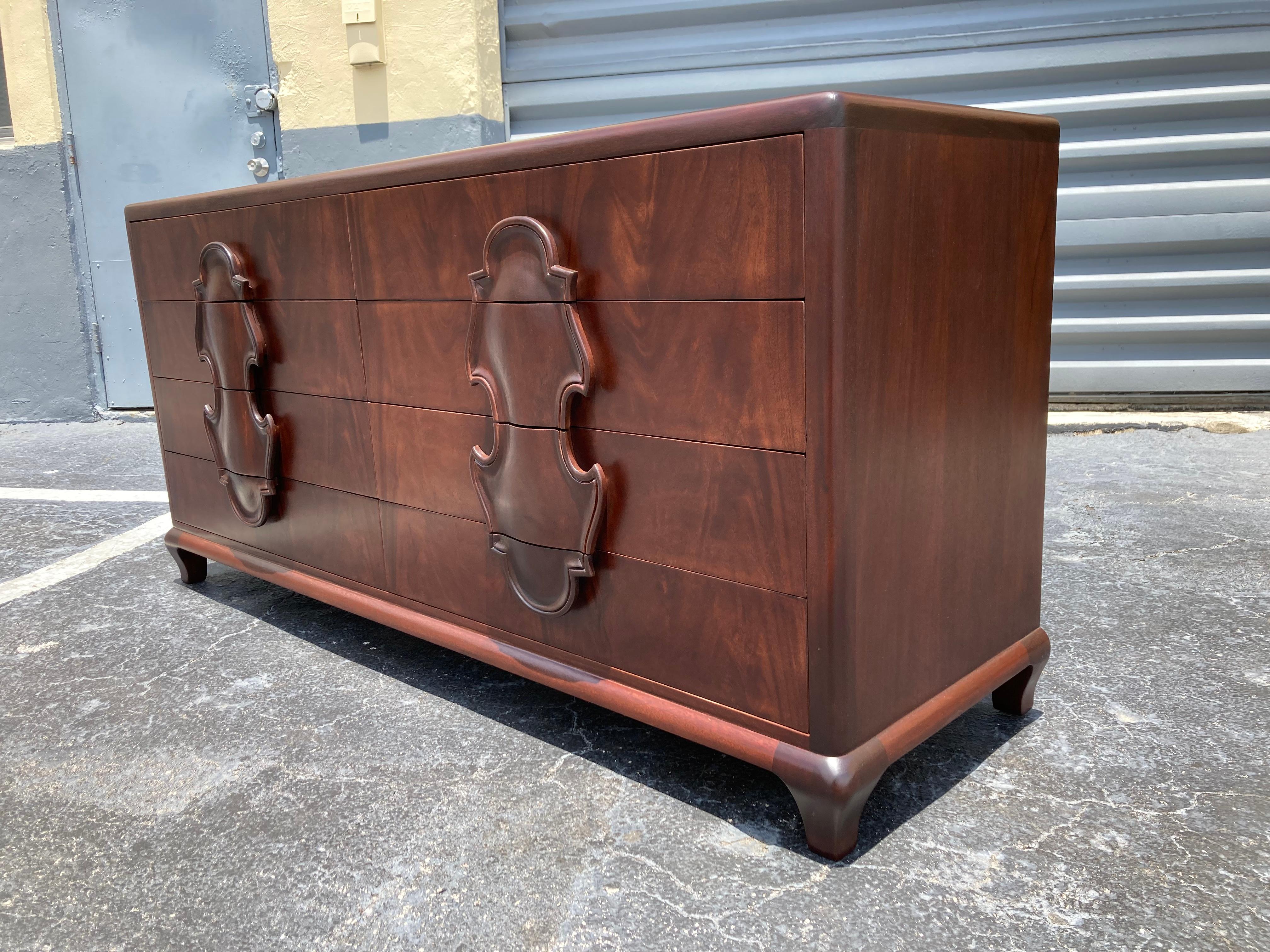 Mid-Century Modern Stunning Mahogany Dresser by Johnson Furniture, 1950’s, USA For Sale